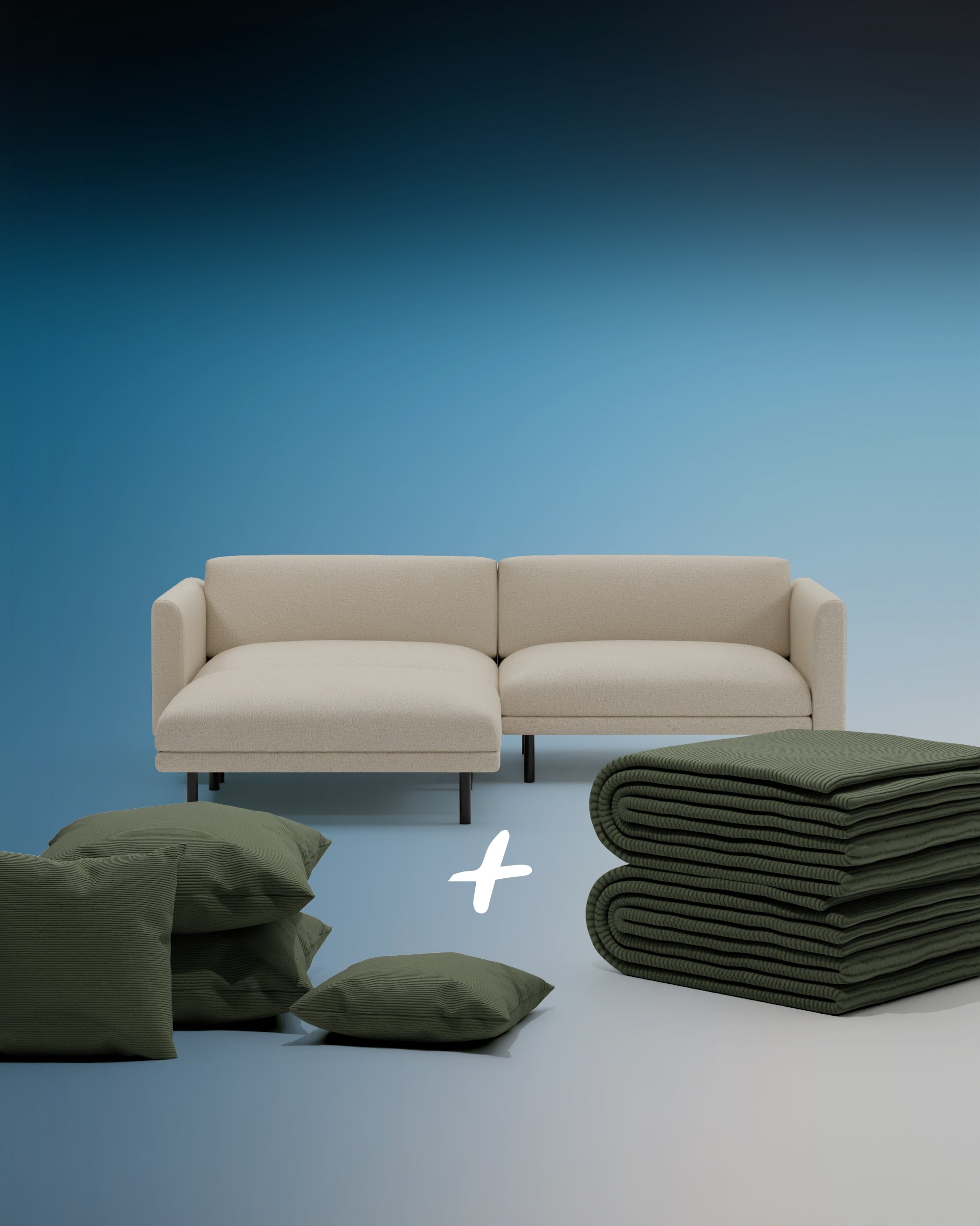 3 in 1 set Divano modulare Aera 2.5 posti con pouf