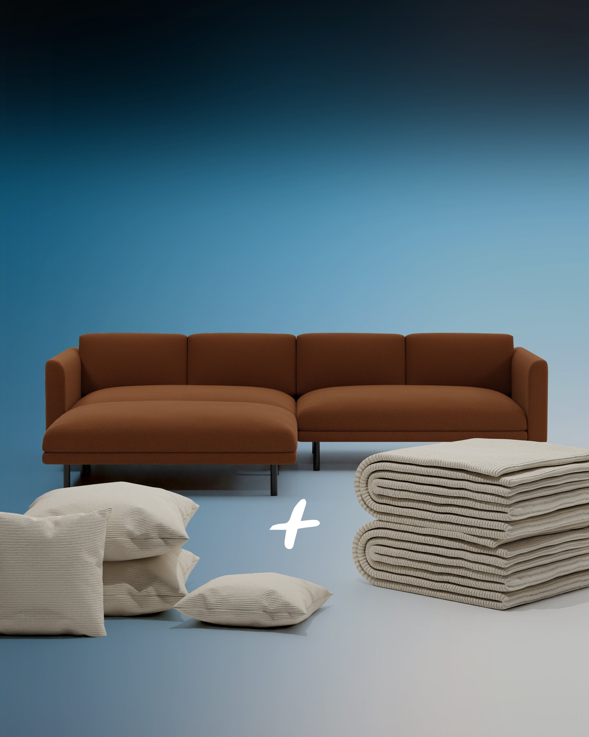 3 in 1 set Aera 3 seater modular sofa with pouf