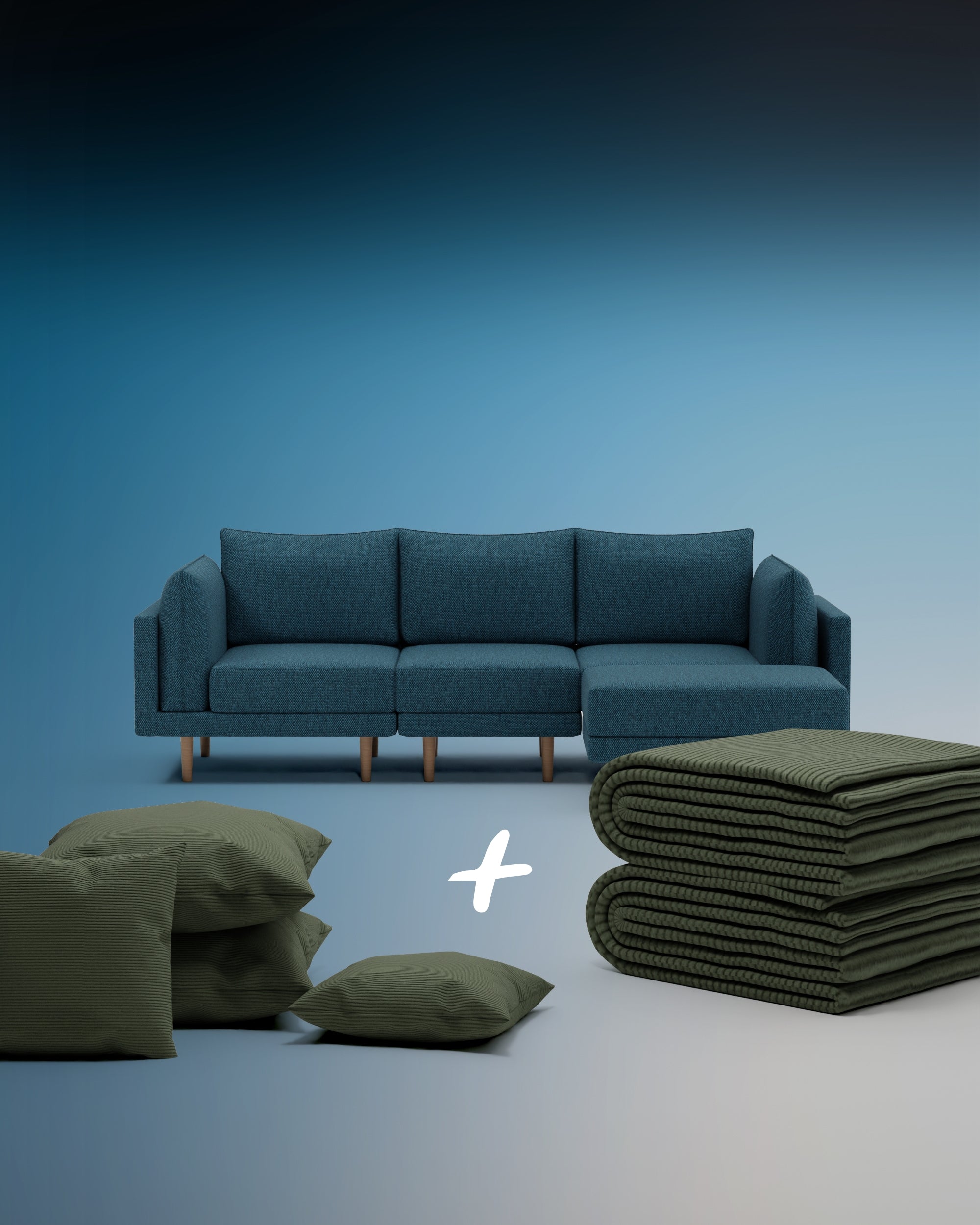 3 in 1 set Divano modulare Donna 4 posti con funzione letto