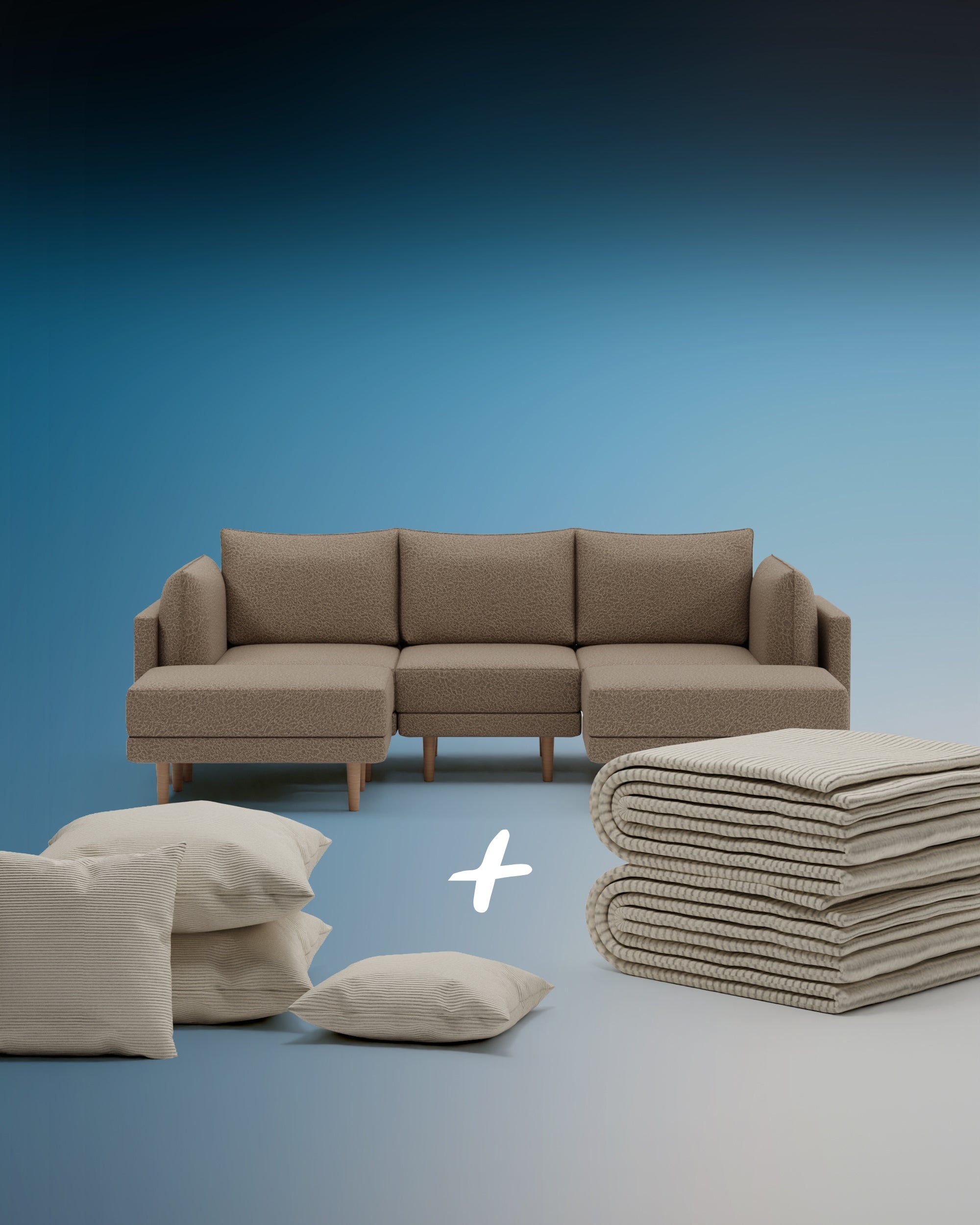 3 in 1 modular sofa set Donna U-shaped with bed function