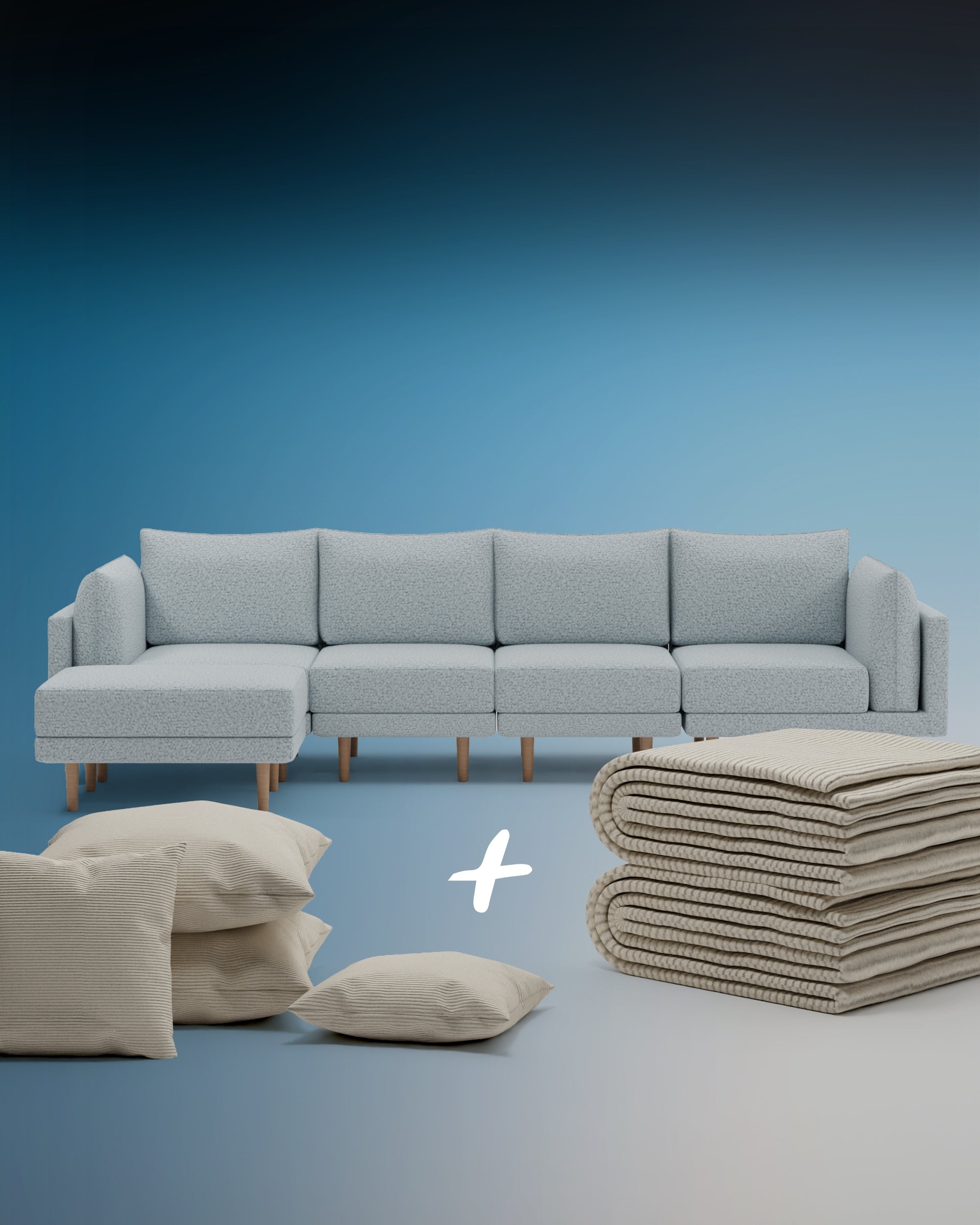 3 in 1 set Modular corner sofa Donna XL with bed function