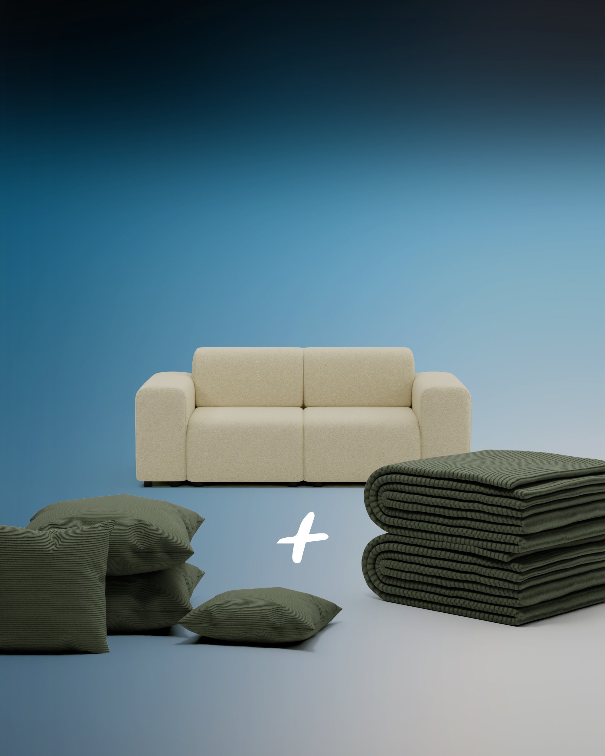 3 in 1 set Nina 2-seater modular sofa with bed function