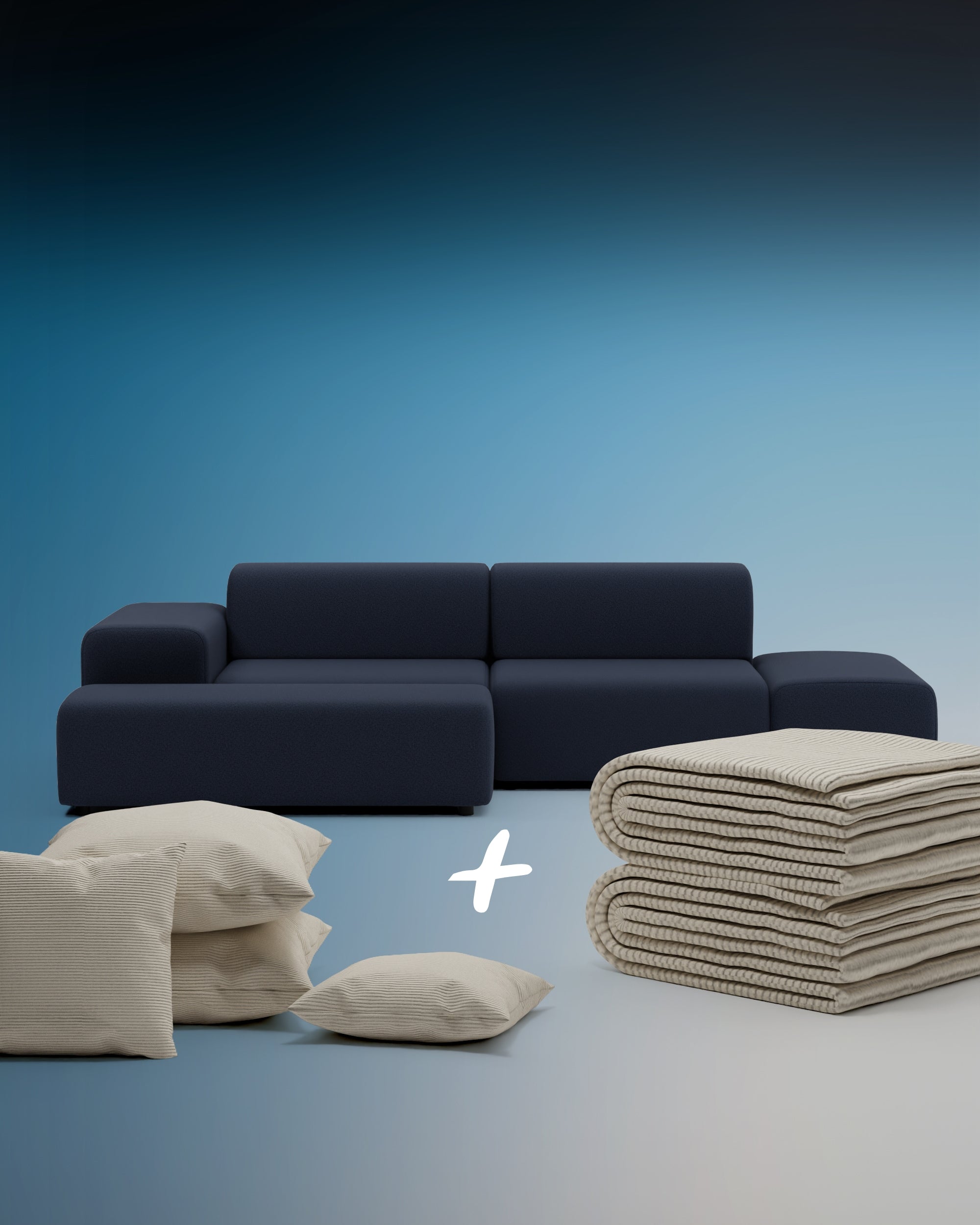 3 in 1 set Nina 4-seater modular corner sofa with bed function