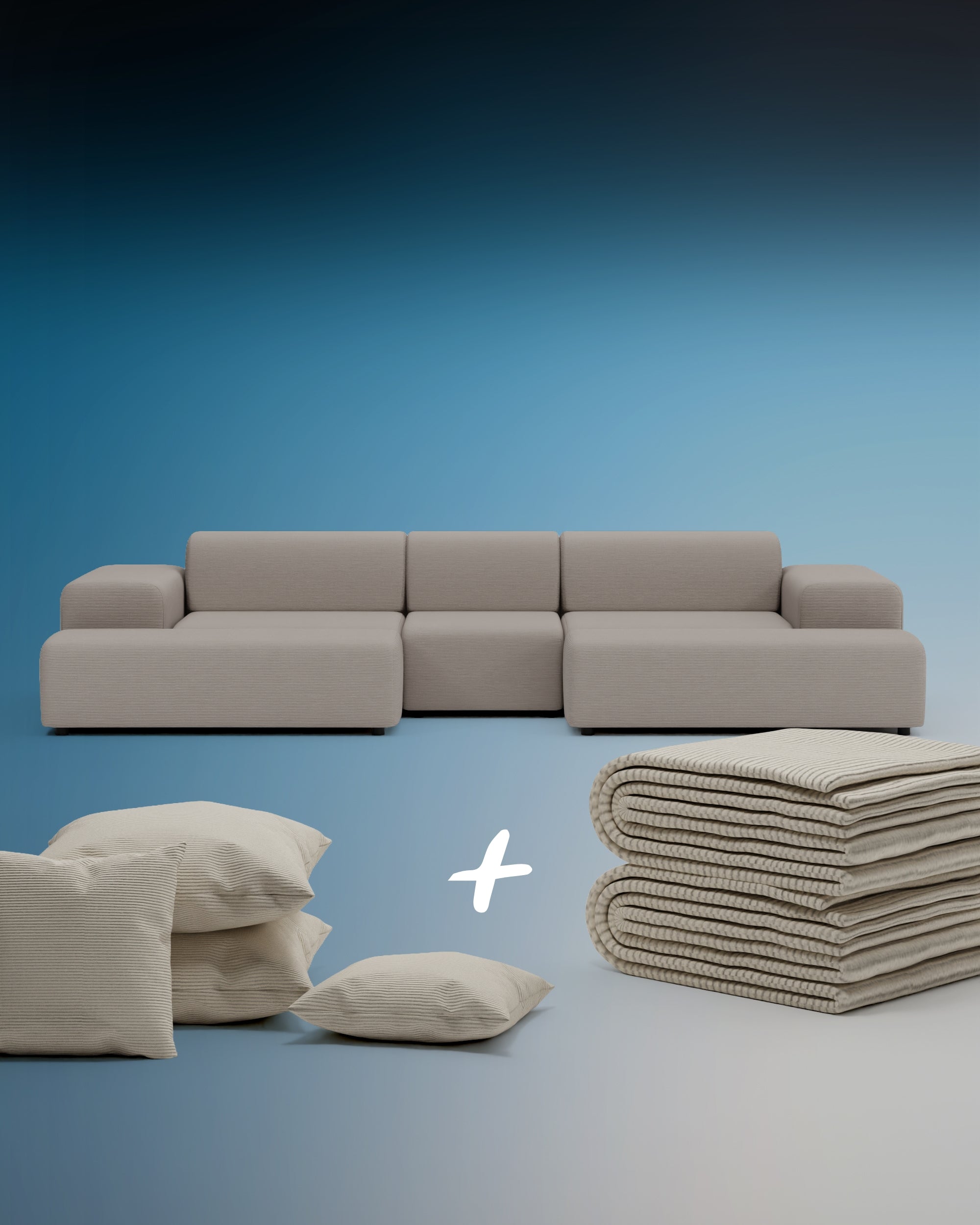 3 in 1 set U-shaped Nina modular sofa / lounge with bed function