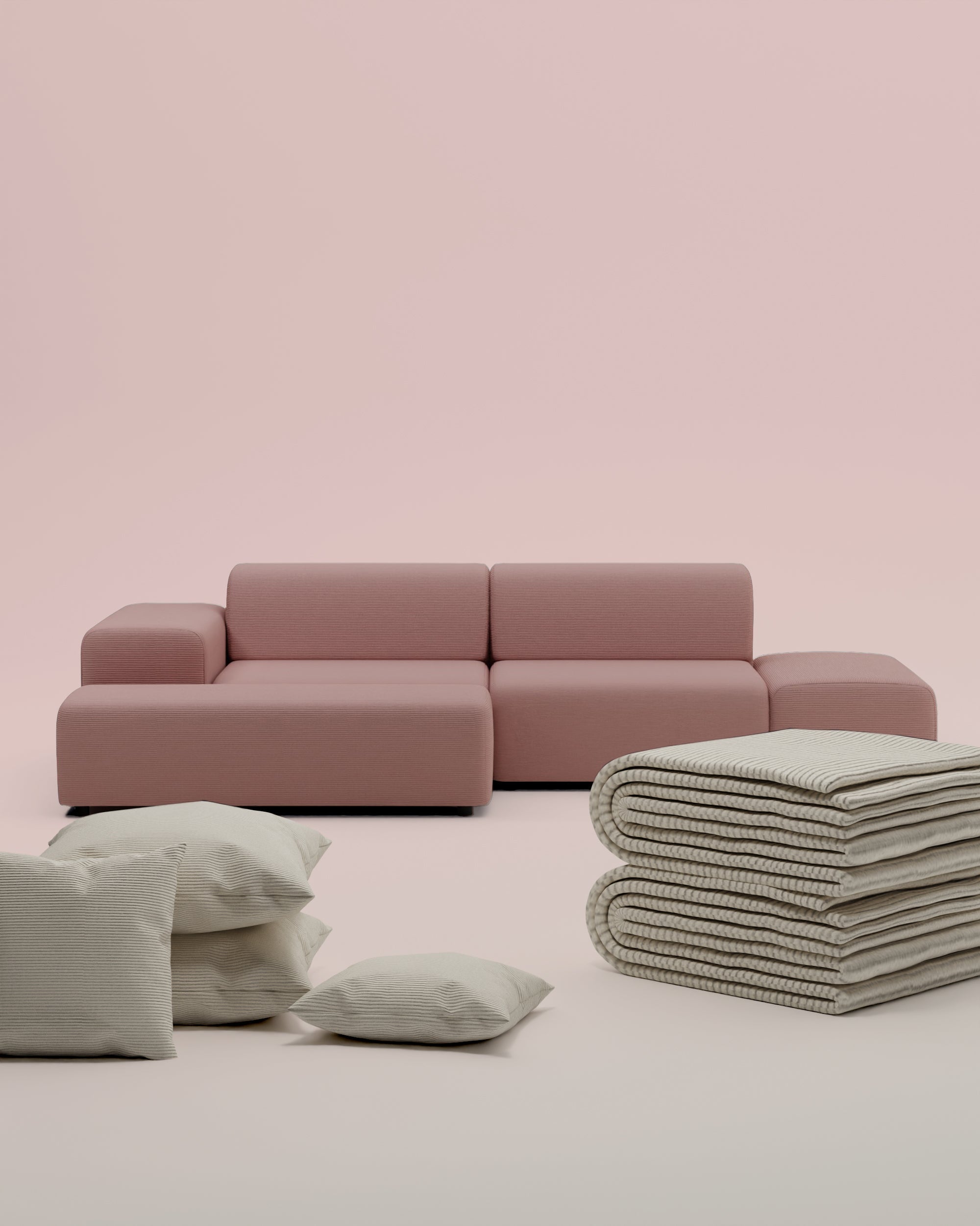 3 in 1 set Nina 4-seater modular corner sofa with bed function