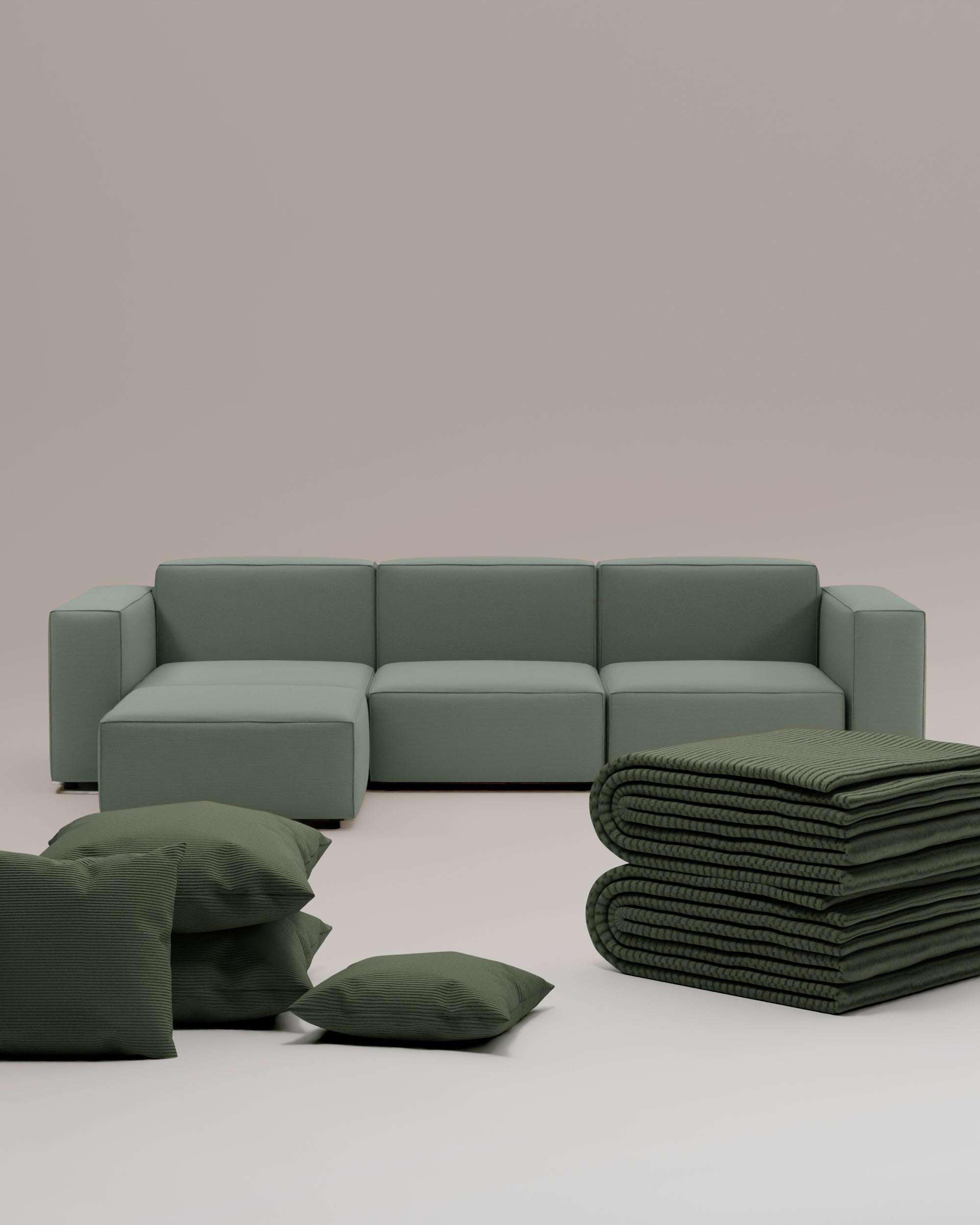 3 in 1 set Harvey 4-seater L modular sofa with bed function