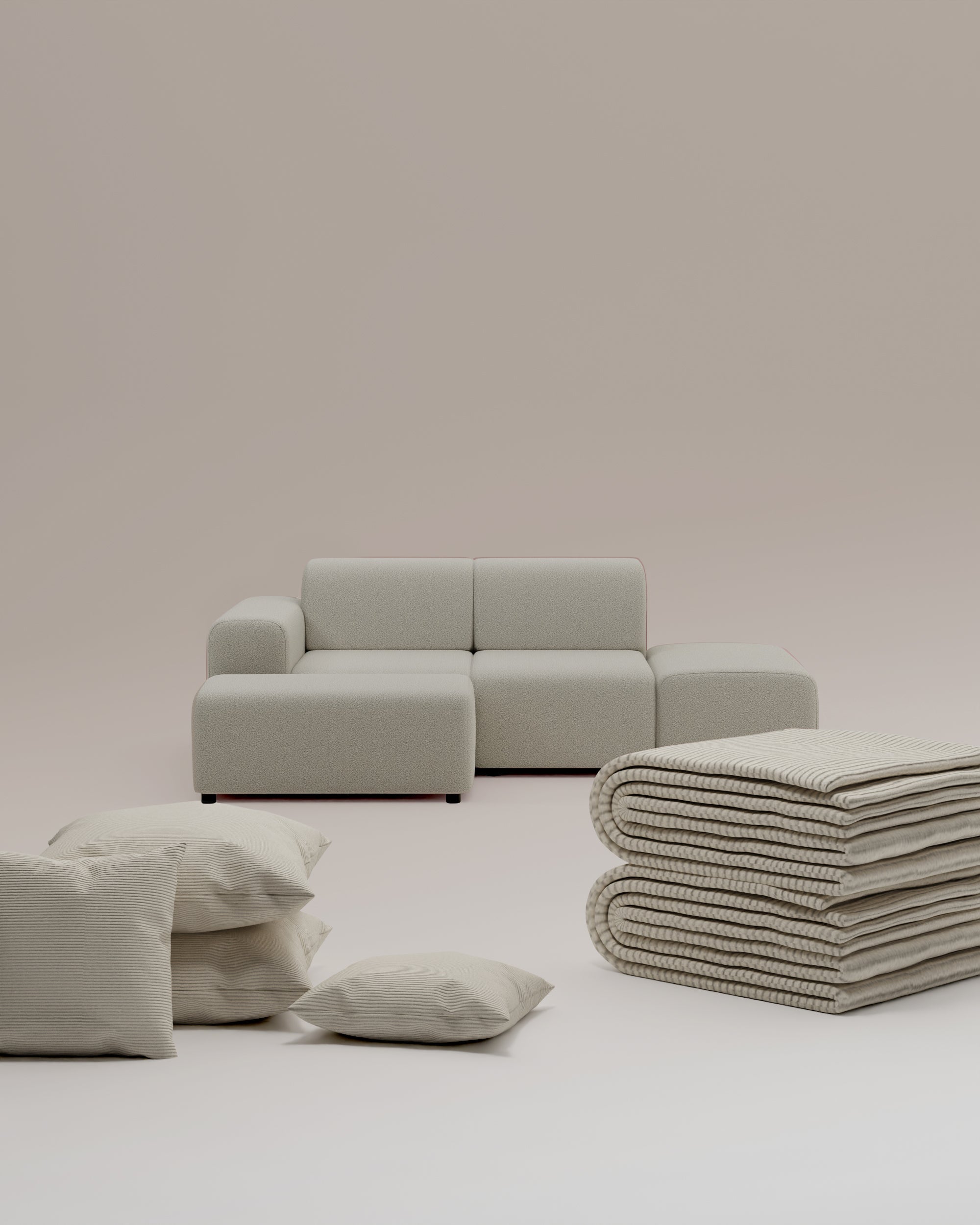 3 in 1 set Italian Nina 4-seater modular corner sofa with bed function