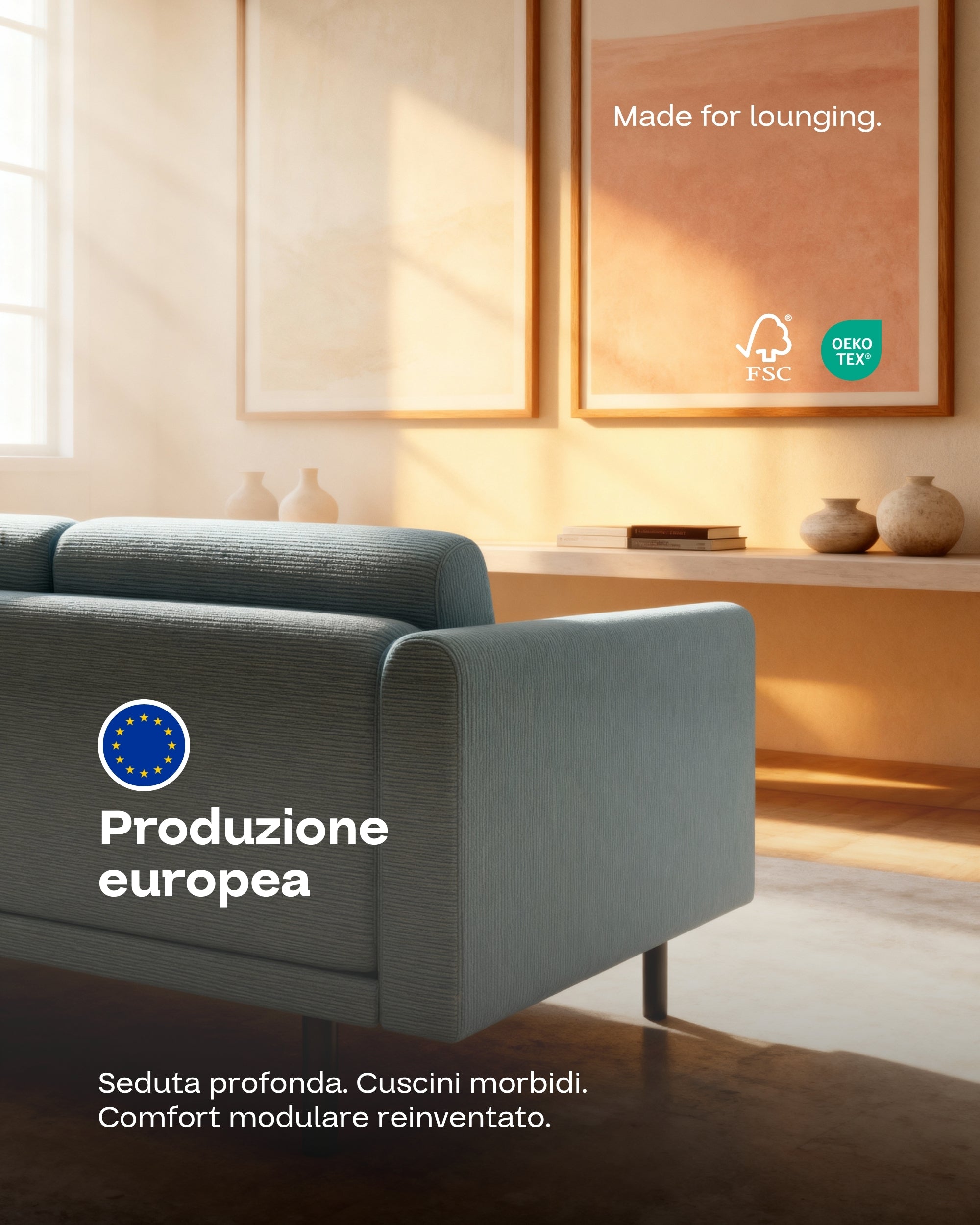 Rivestimento in tessuto - Divano modulare Aera 3 posti