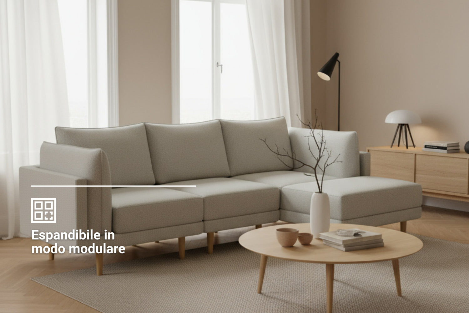Divano modulare Donna 4 posti con funzione letto