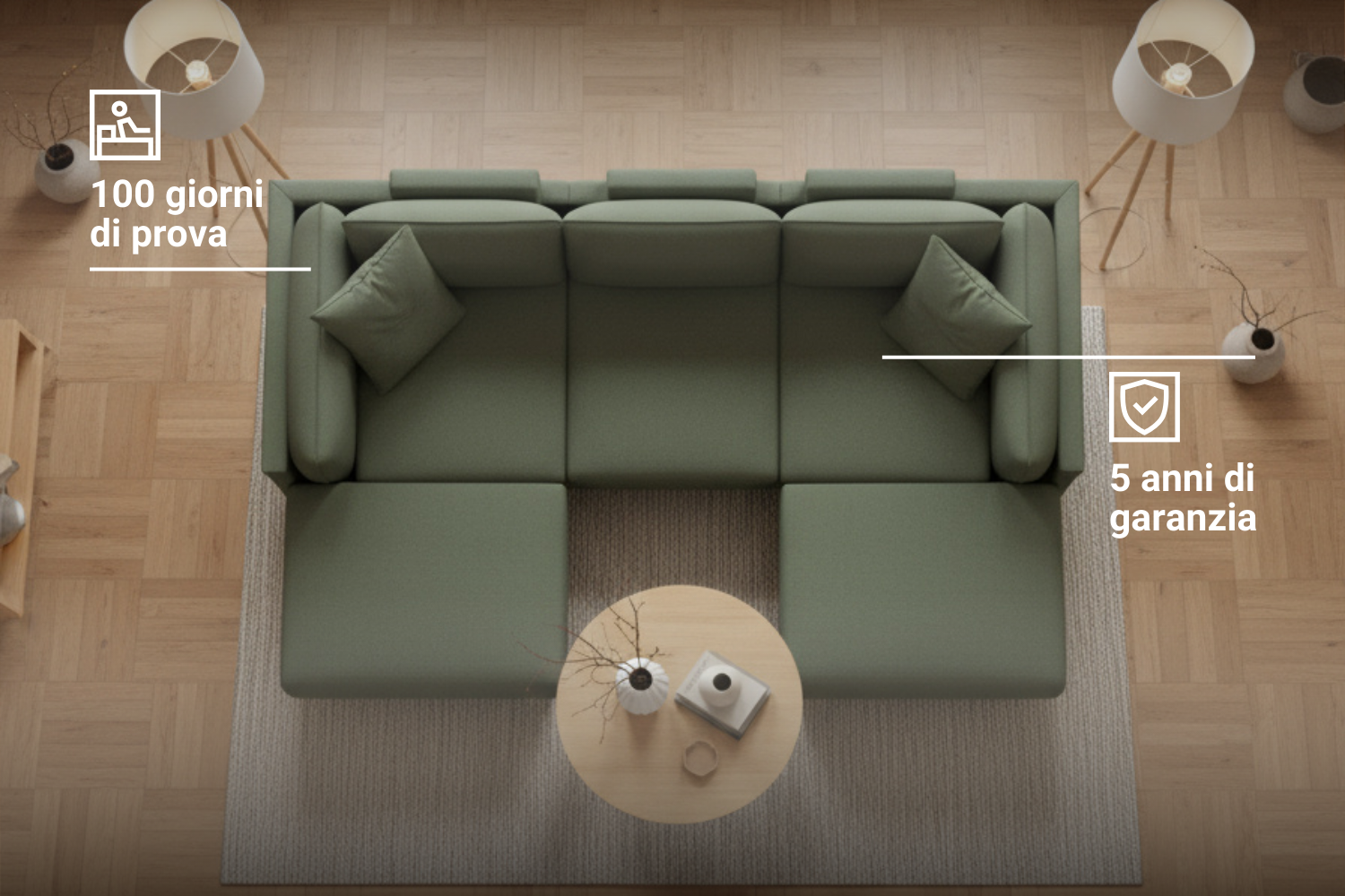 Donna U-shaped modular sofa with bed function