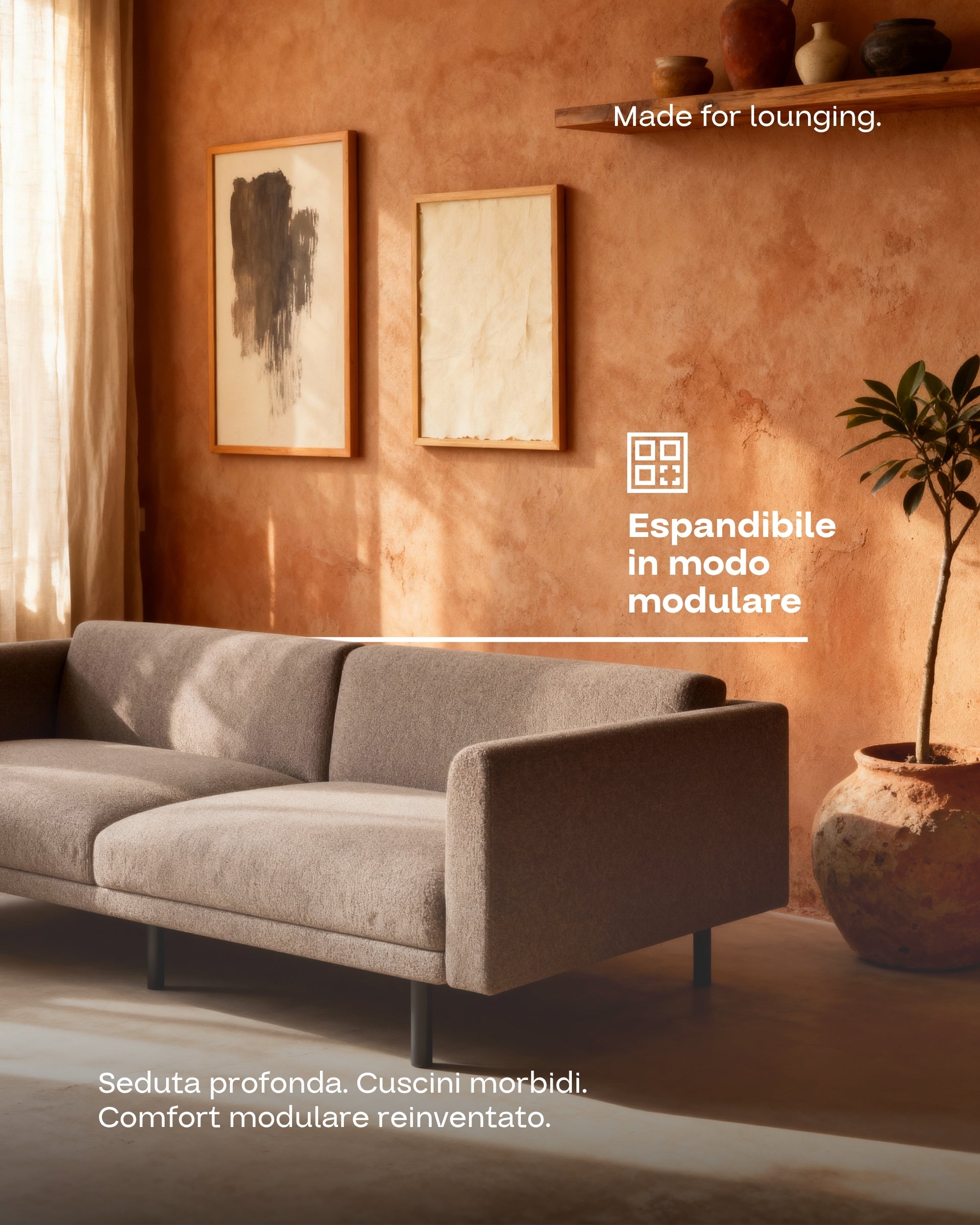 Aera 2.5 seater modular sofa with pouf