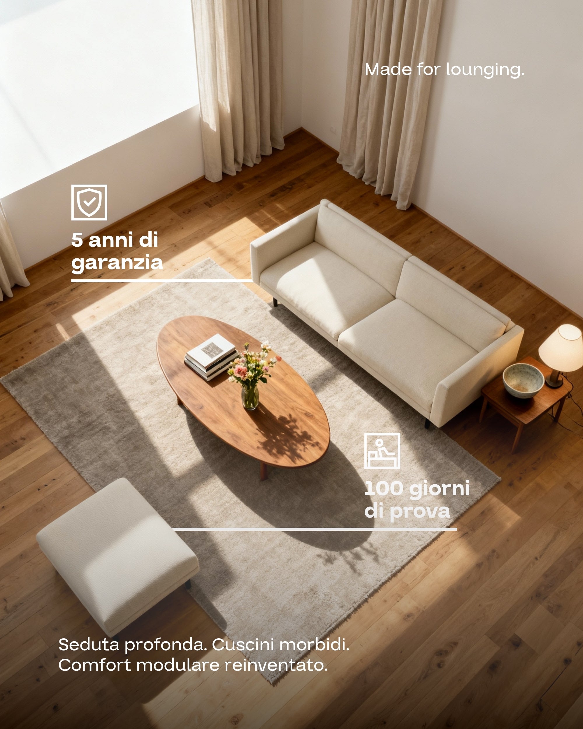 Aera 2.5 seater modular sofa with pouf