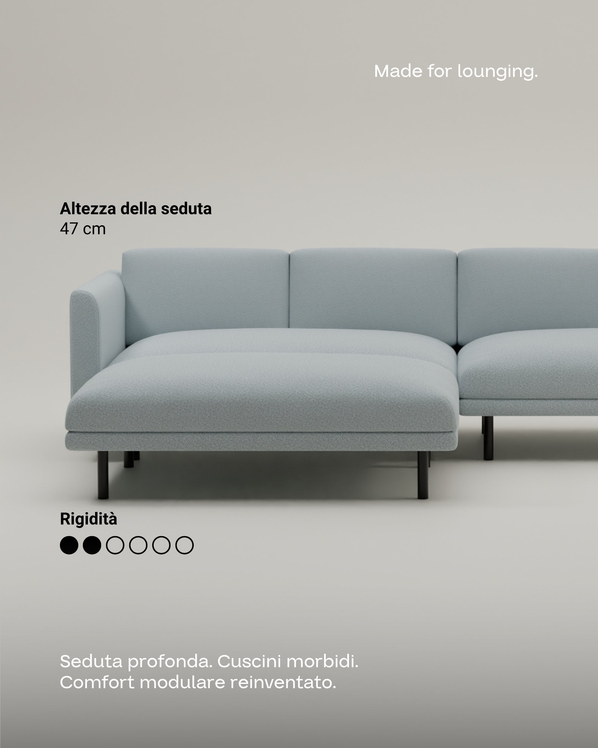 Aera 3 seater modular sofa with pouf
