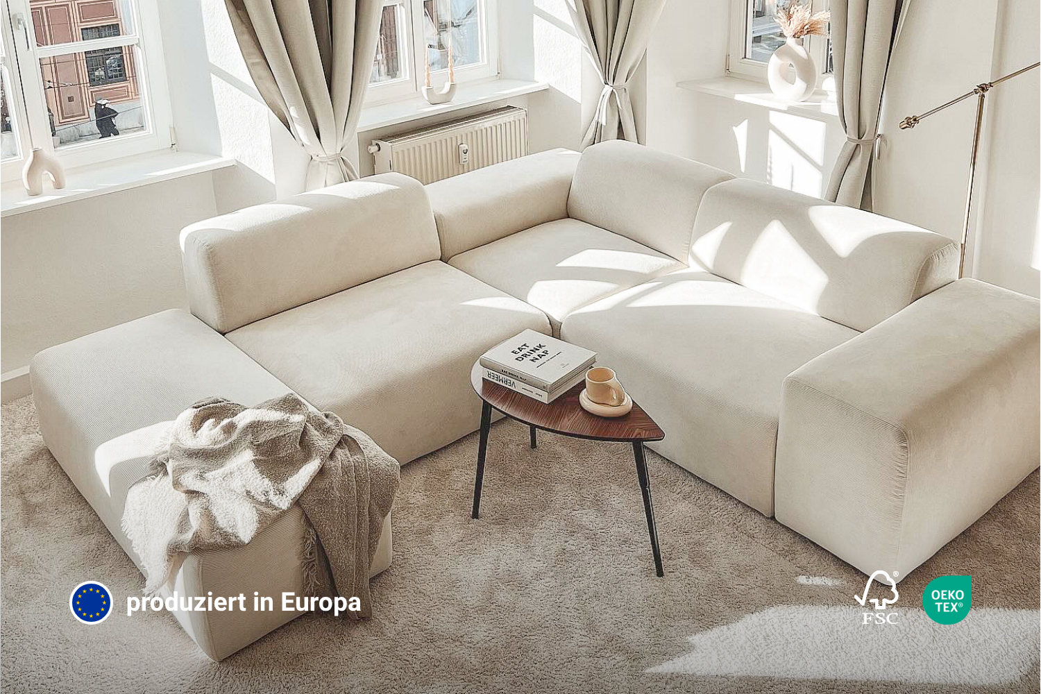 Nina 4-seater modular corner sofa with bed function