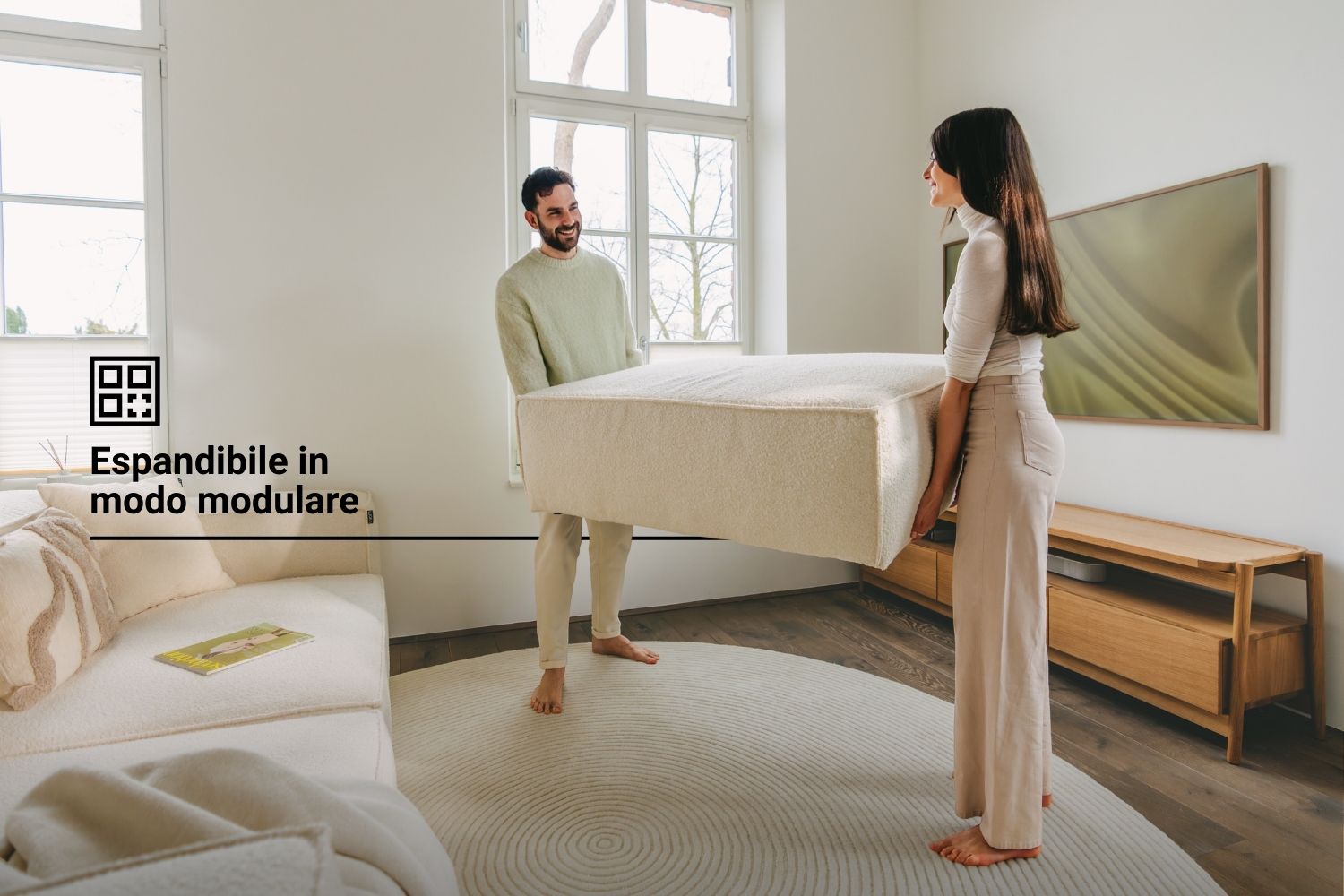 Italiano Divano modulare ad angolo Harvey a 4 posti con funzione letto