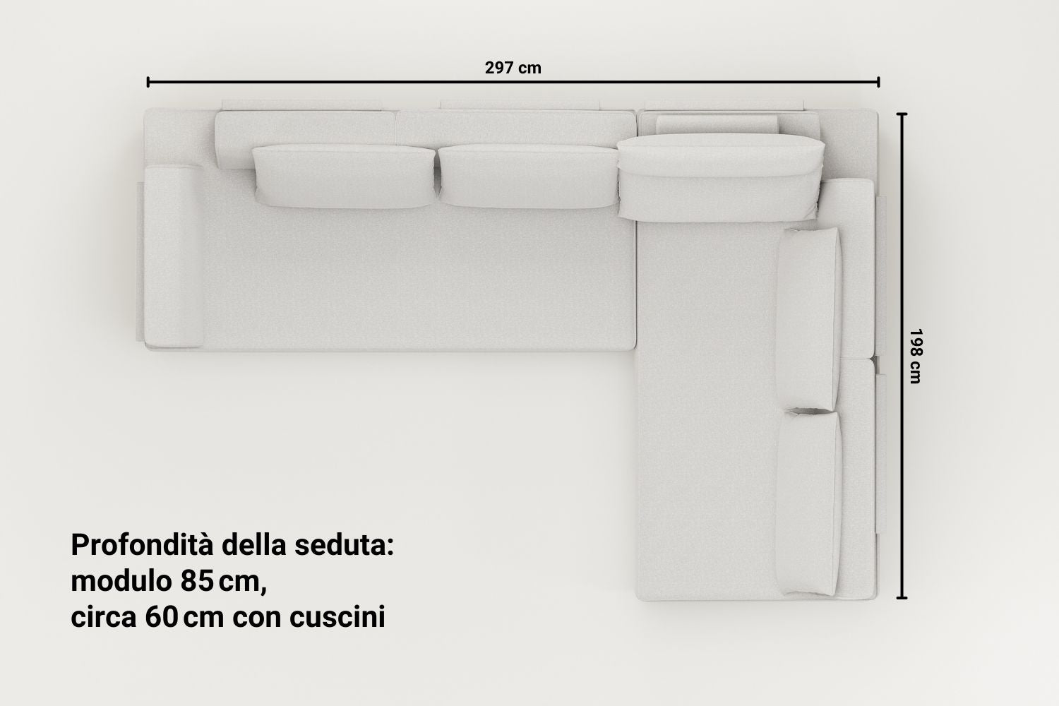 Divano modulare Louis a 2 posti con pouf e funzione letto