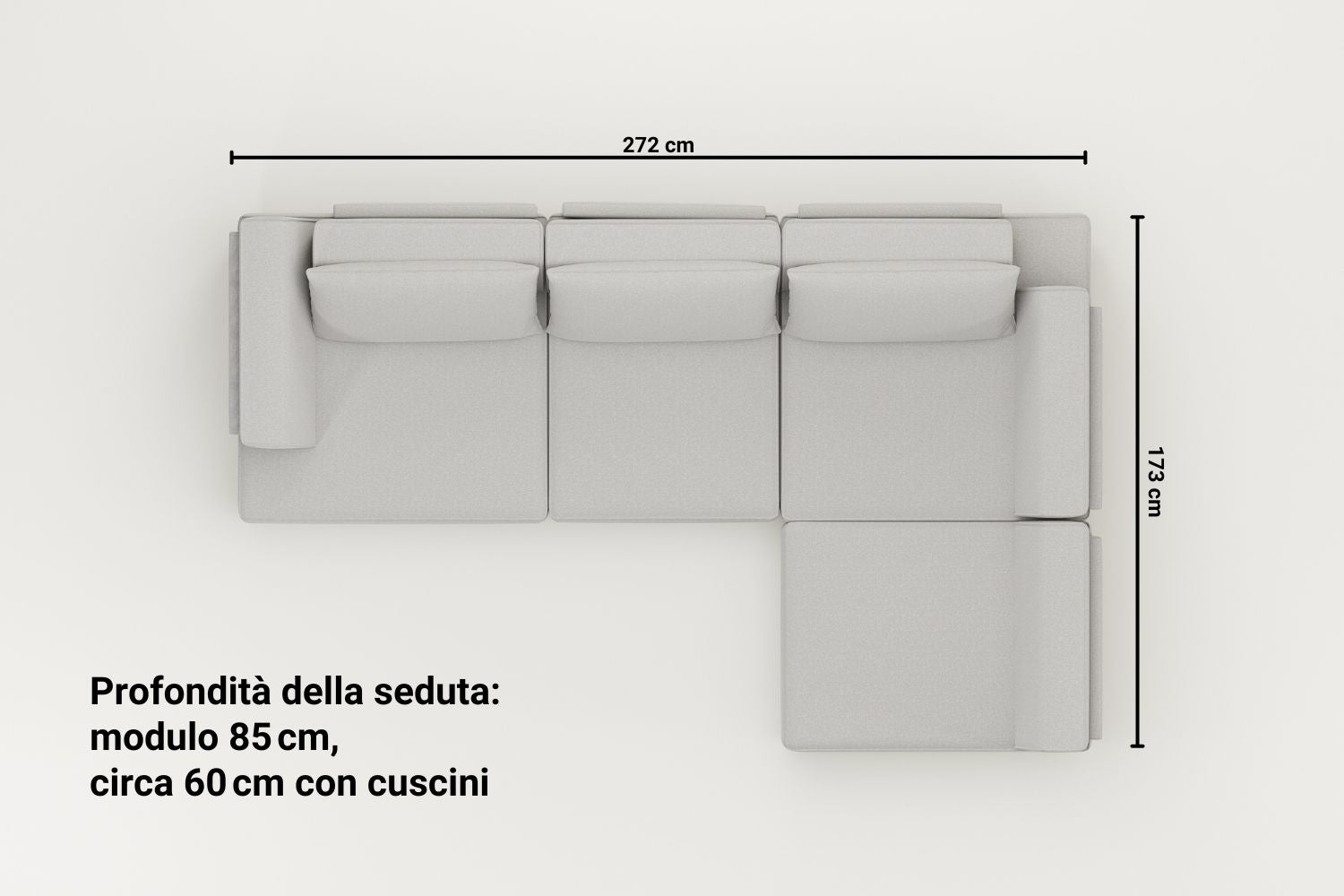 Divano modulare Louis a 2 posti con pouf e funzione letto