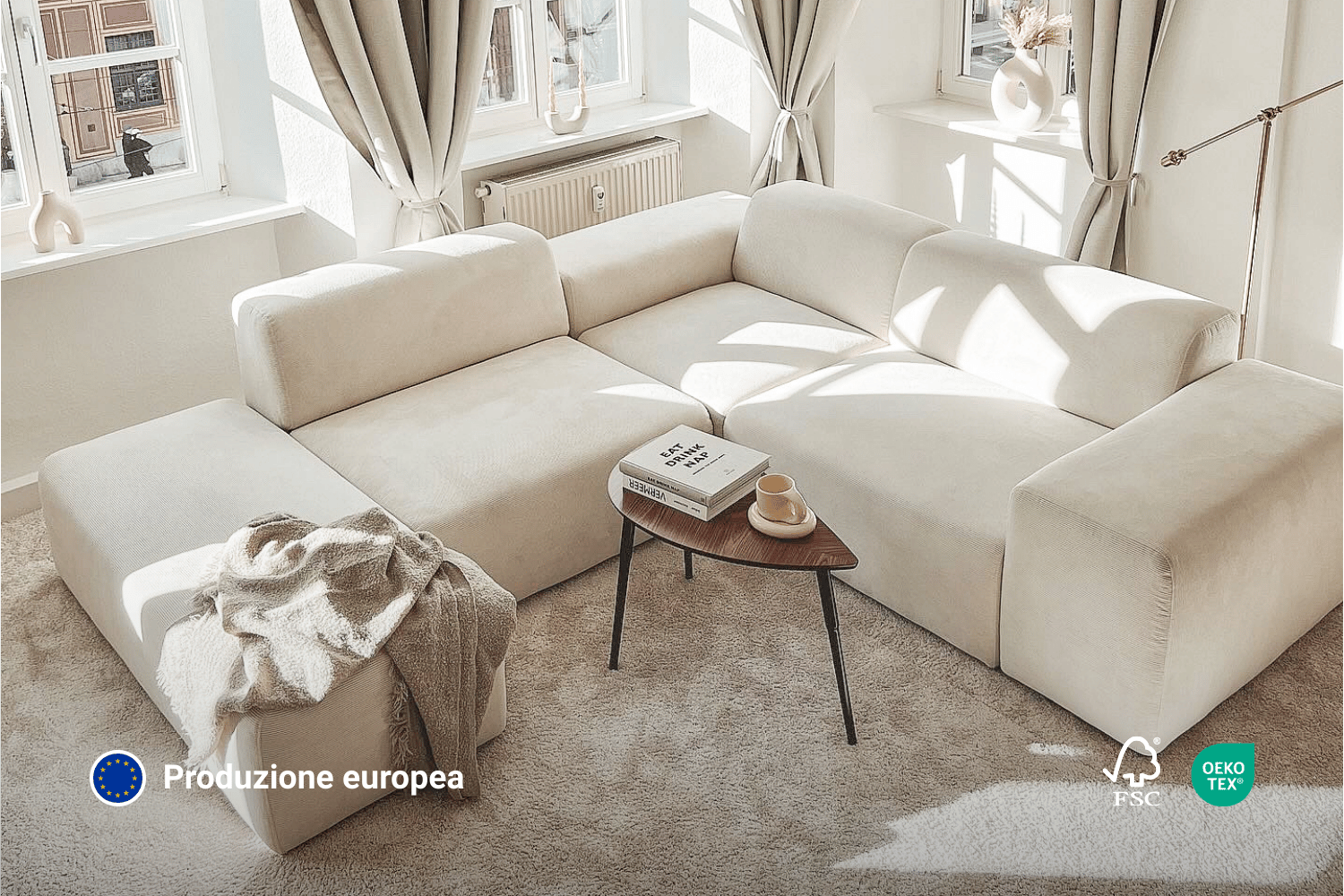U-shaped Nina modular sofa / lounge with bed function