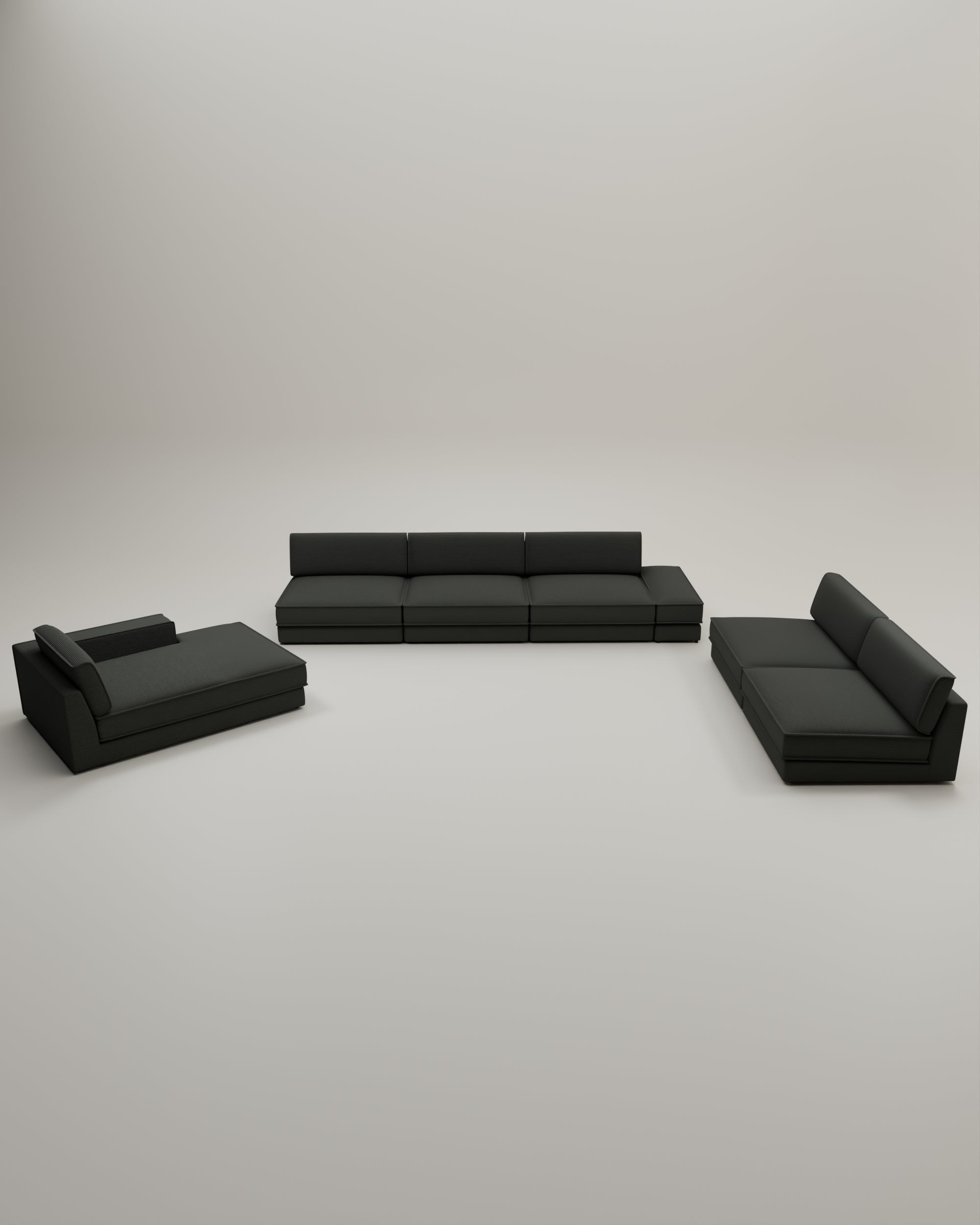 Terra U-shaped modular sofa / Living room with bed function