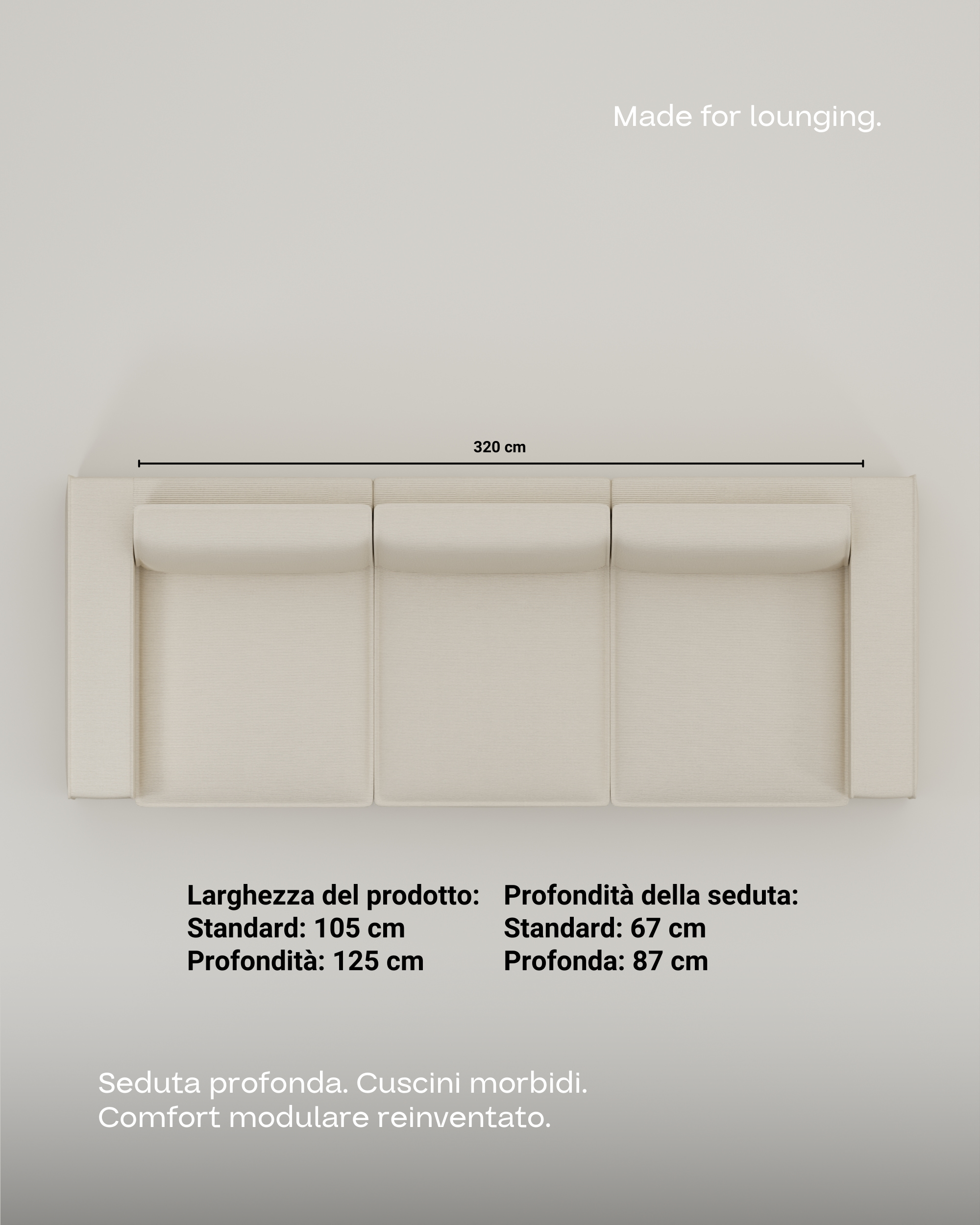 Divano modulare Terra 3 posti con funzione letto