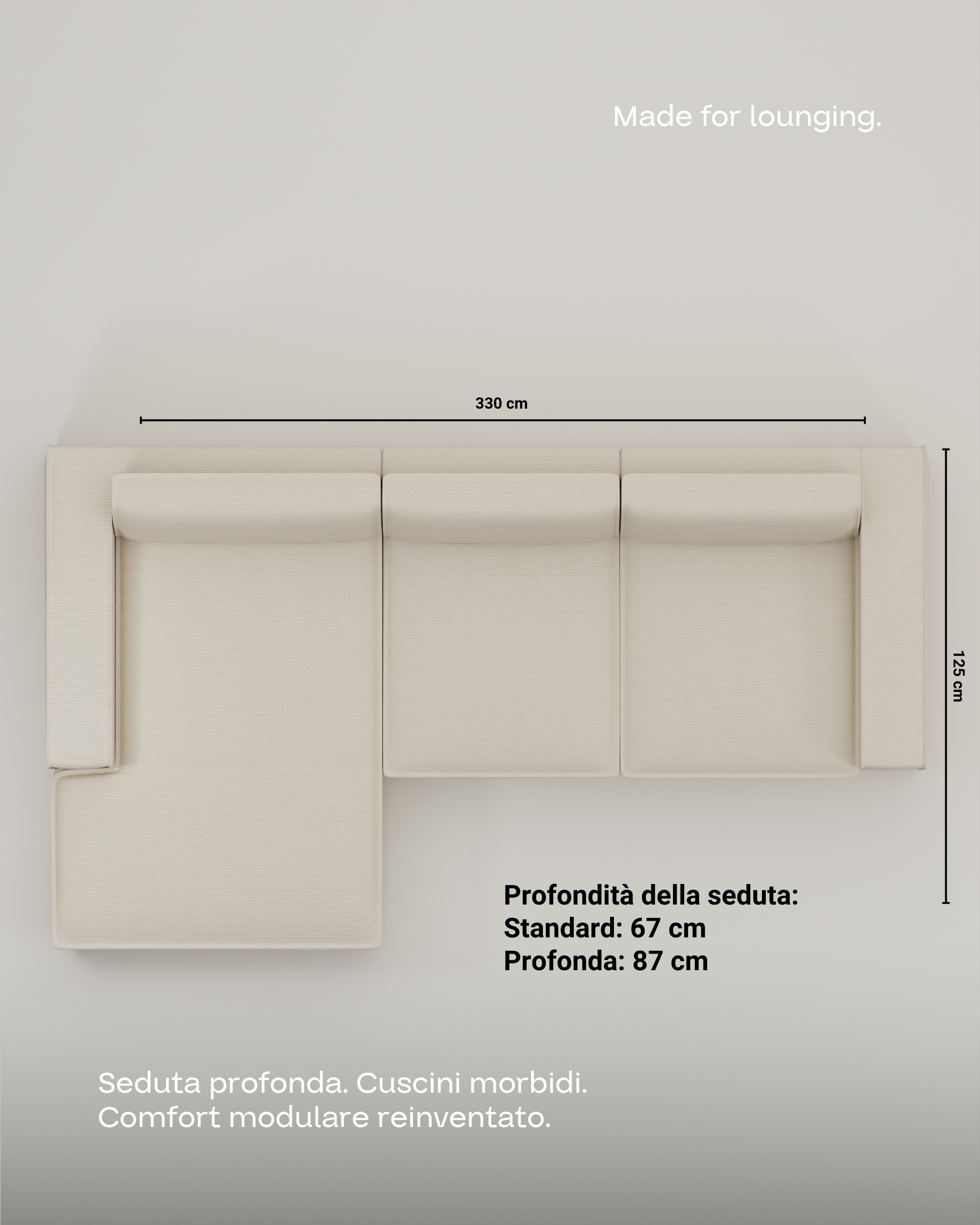 Divano modulare Terra L 4 posti con funzione letto