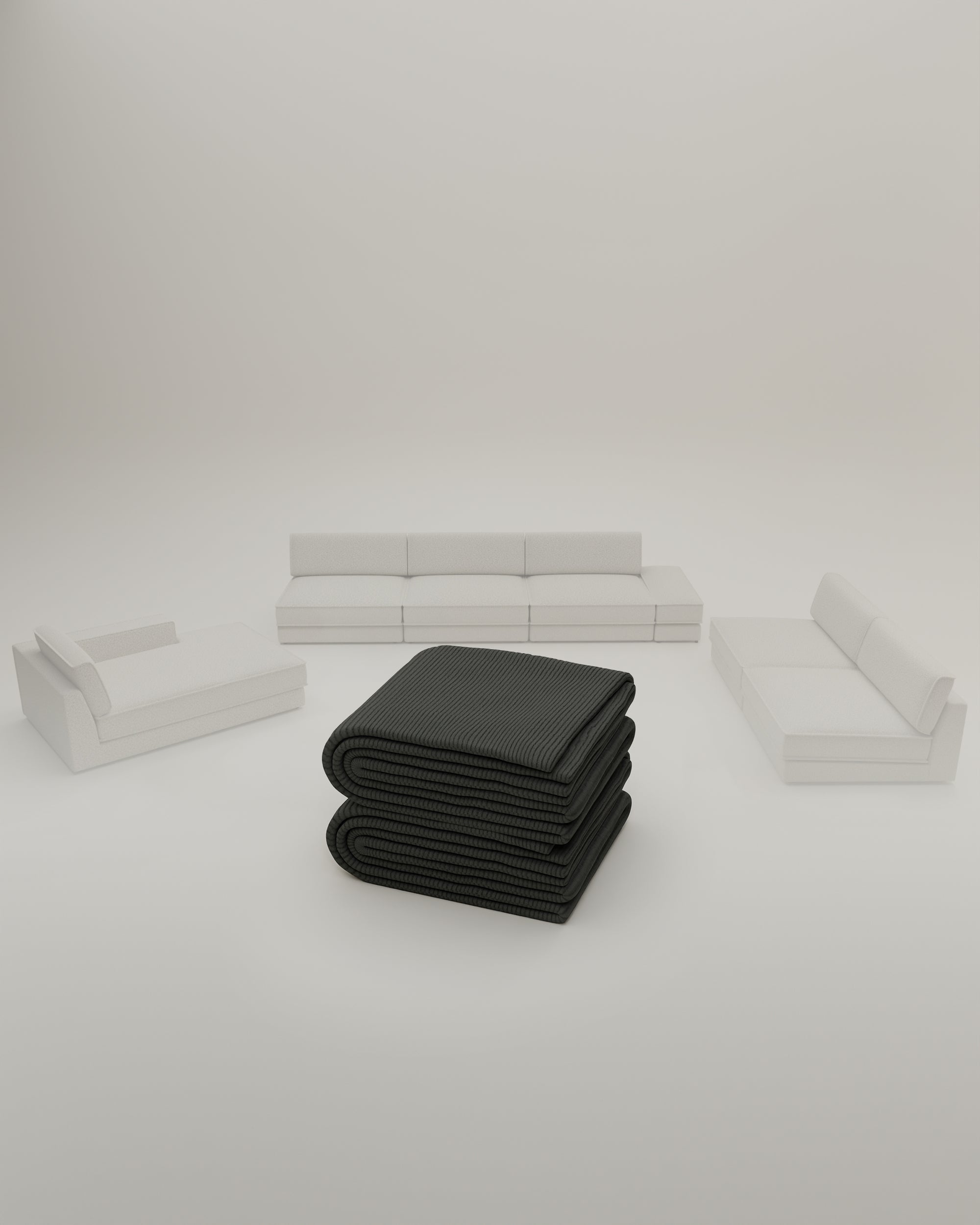 Fabric covering - Terra U-shaped modular sofa / Living room with bed function
