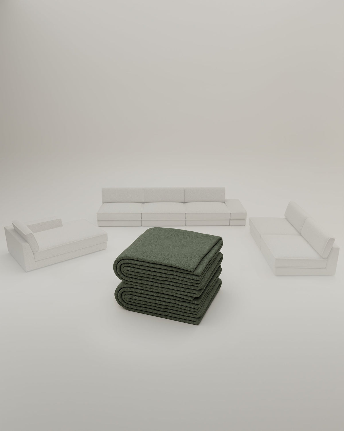 Rivestimento in tessuto - Divano modulare Terra a U / Salotto con funzione letto