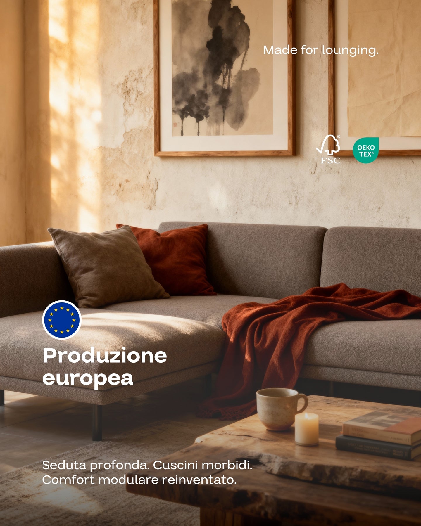 Divano modulare Aera 2.5 posti con pouf