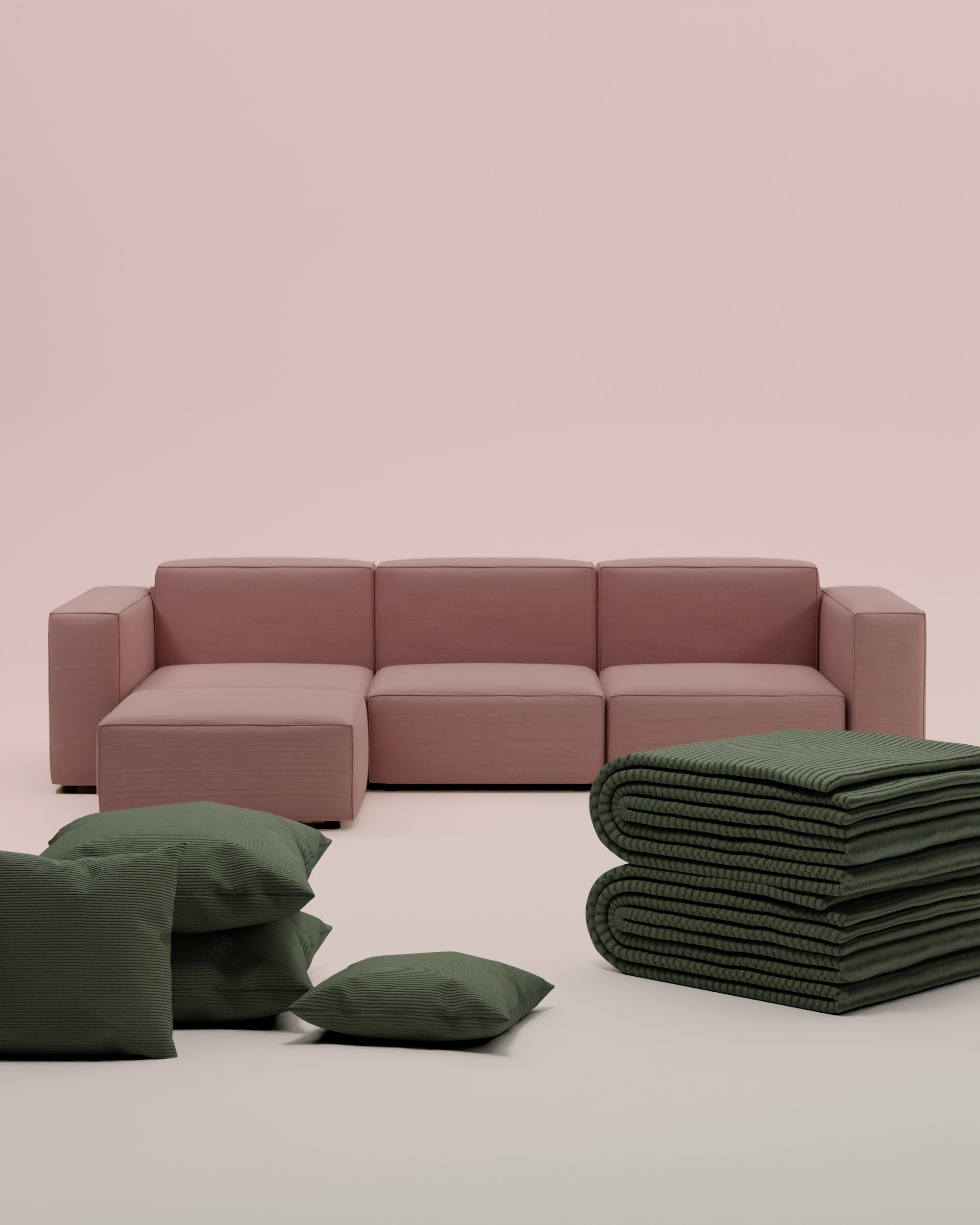 3 in 1 set Harvey 4-seater L modular sofa with bed function