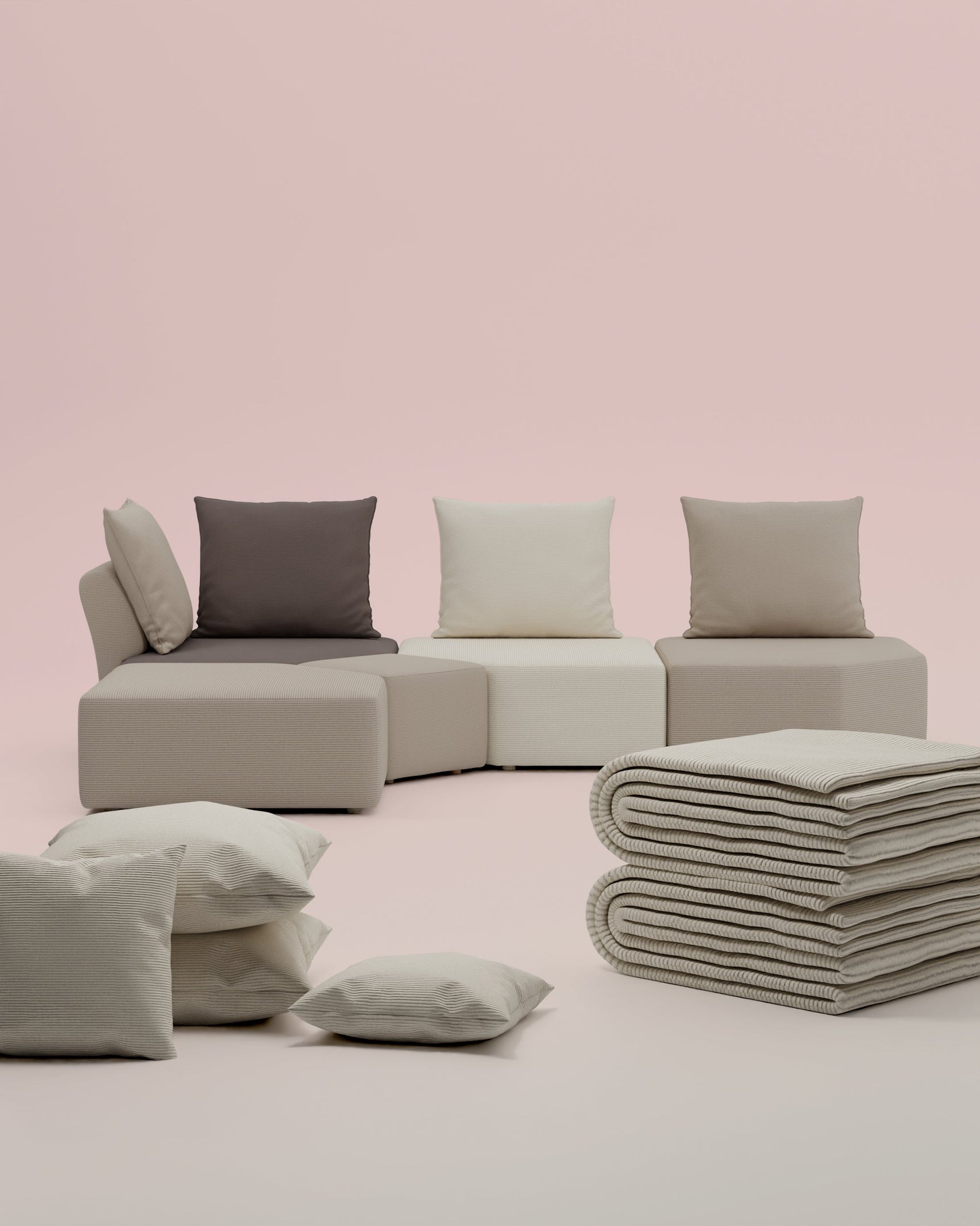 3 in 1 set Divano modulare Katrina con funzione letto