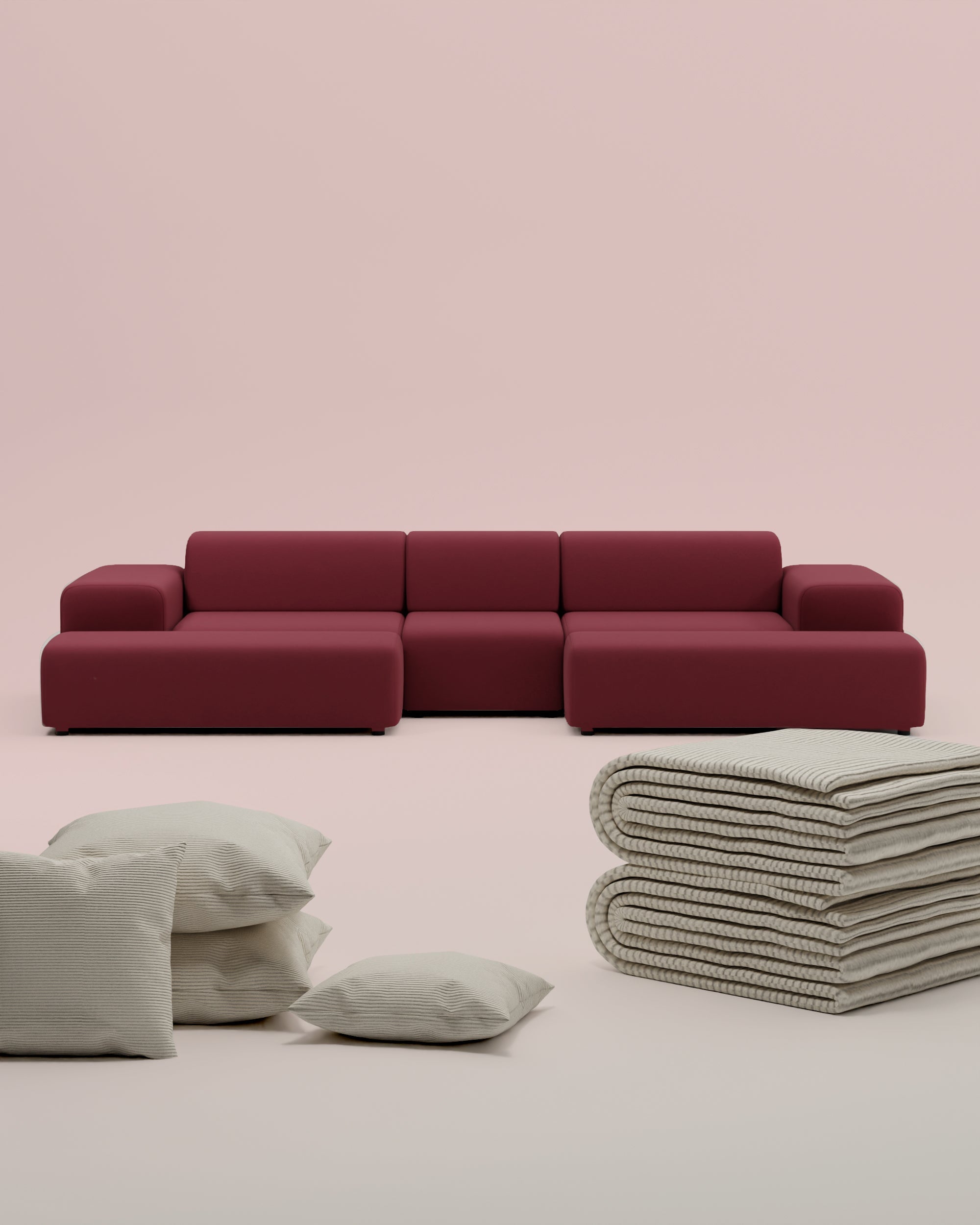 3 in 1 set U-shaped Nina modular sofa / lounge with bed function