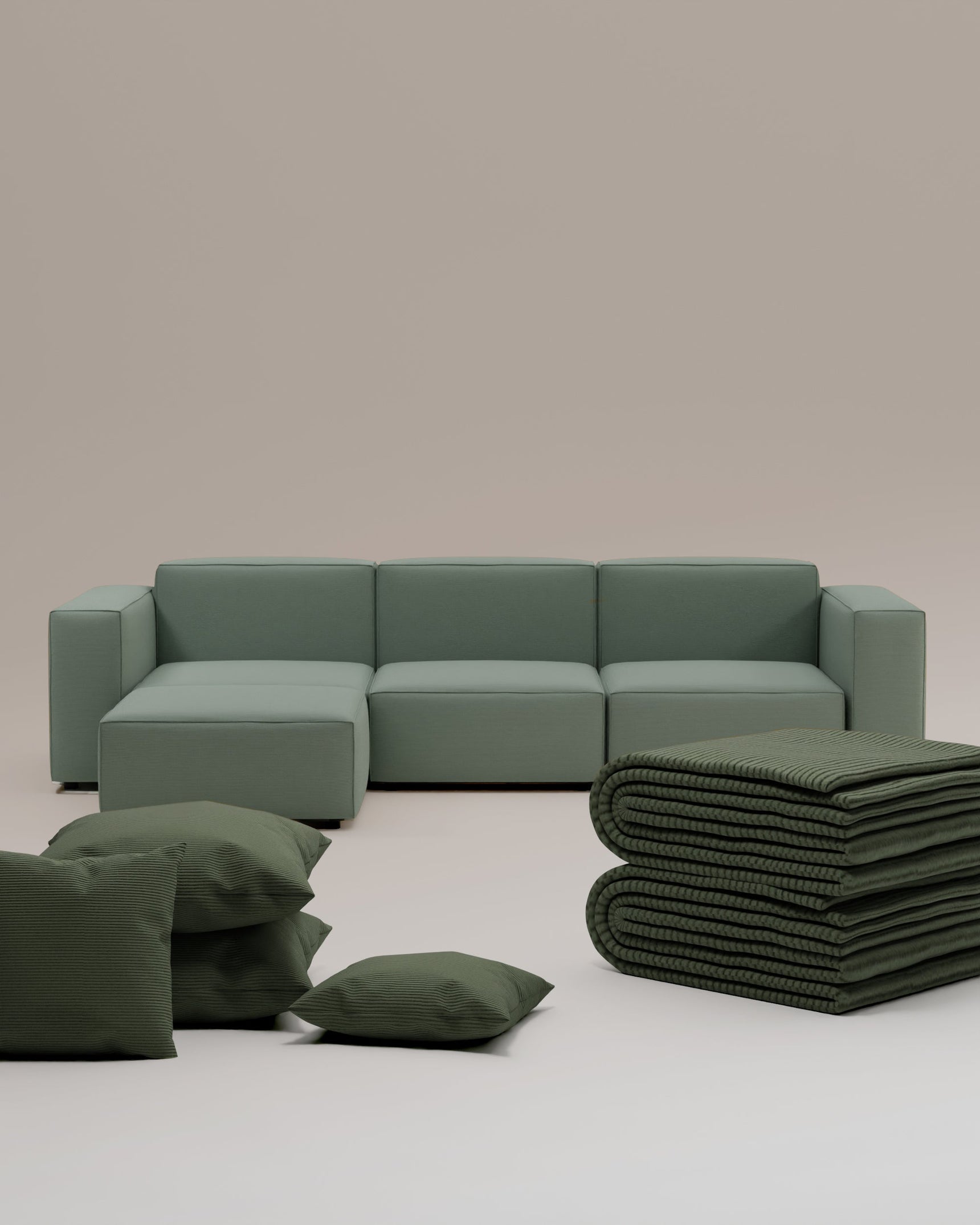 3 in 1 set Divano modulare Harvey 4 posti L con funzione letto
