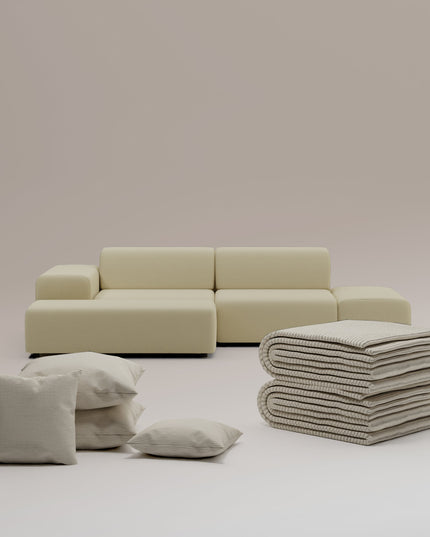 3 in 1 set Divano angolare modulare Nina 4 posti con funzione letto