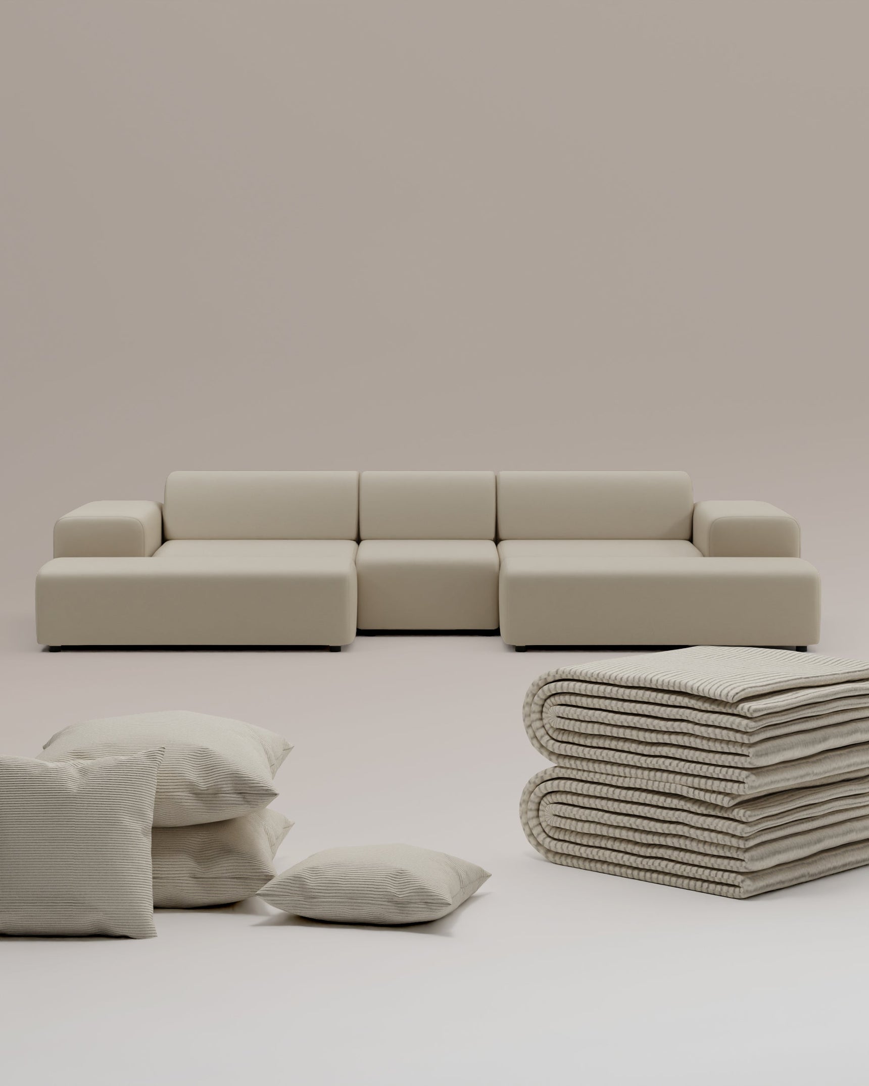 3 in 1 set U-shaped Nina modular sofa / lounge with bed function