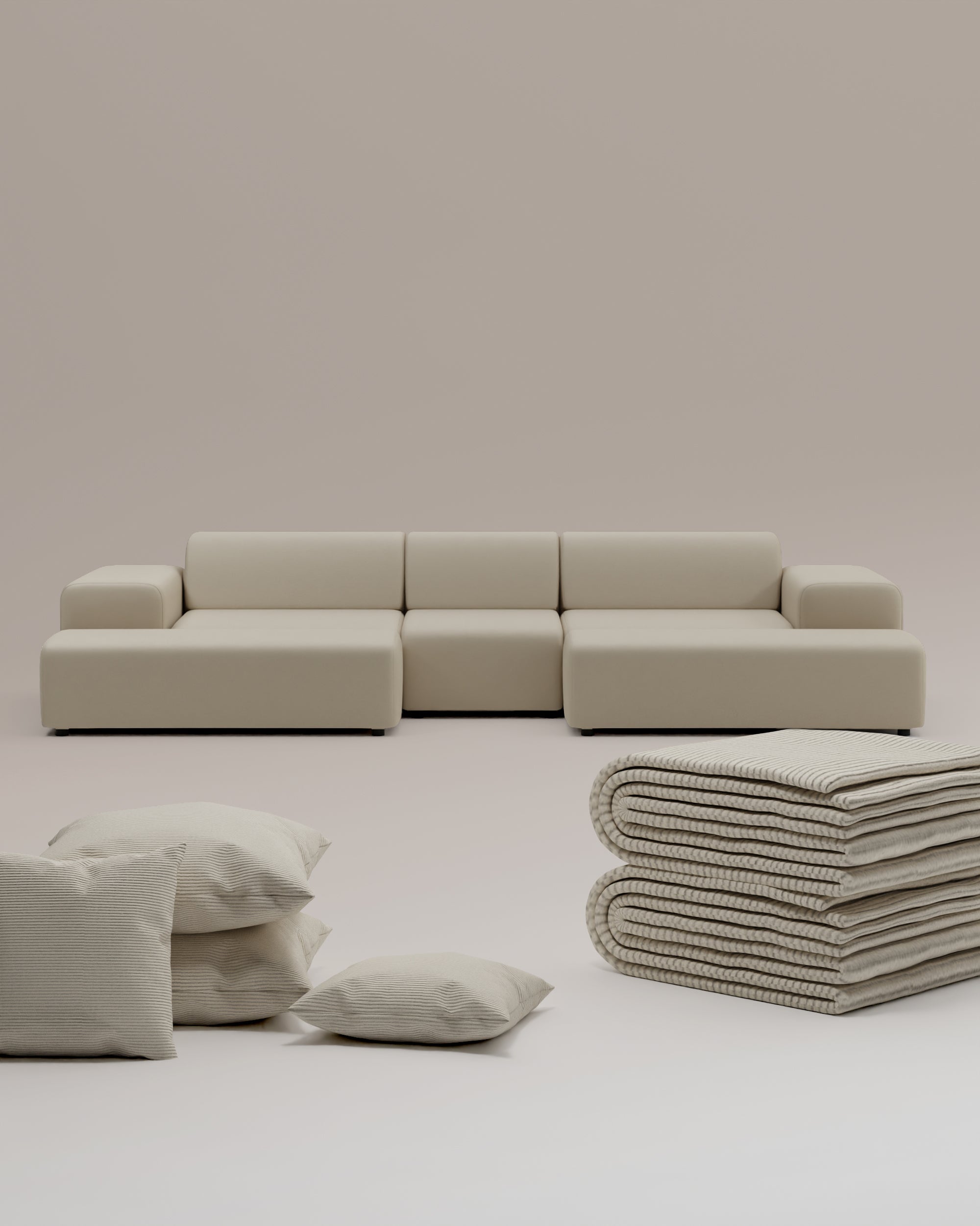 3 in 1 set U-shaped Nina modular sofa / lounge with bed function