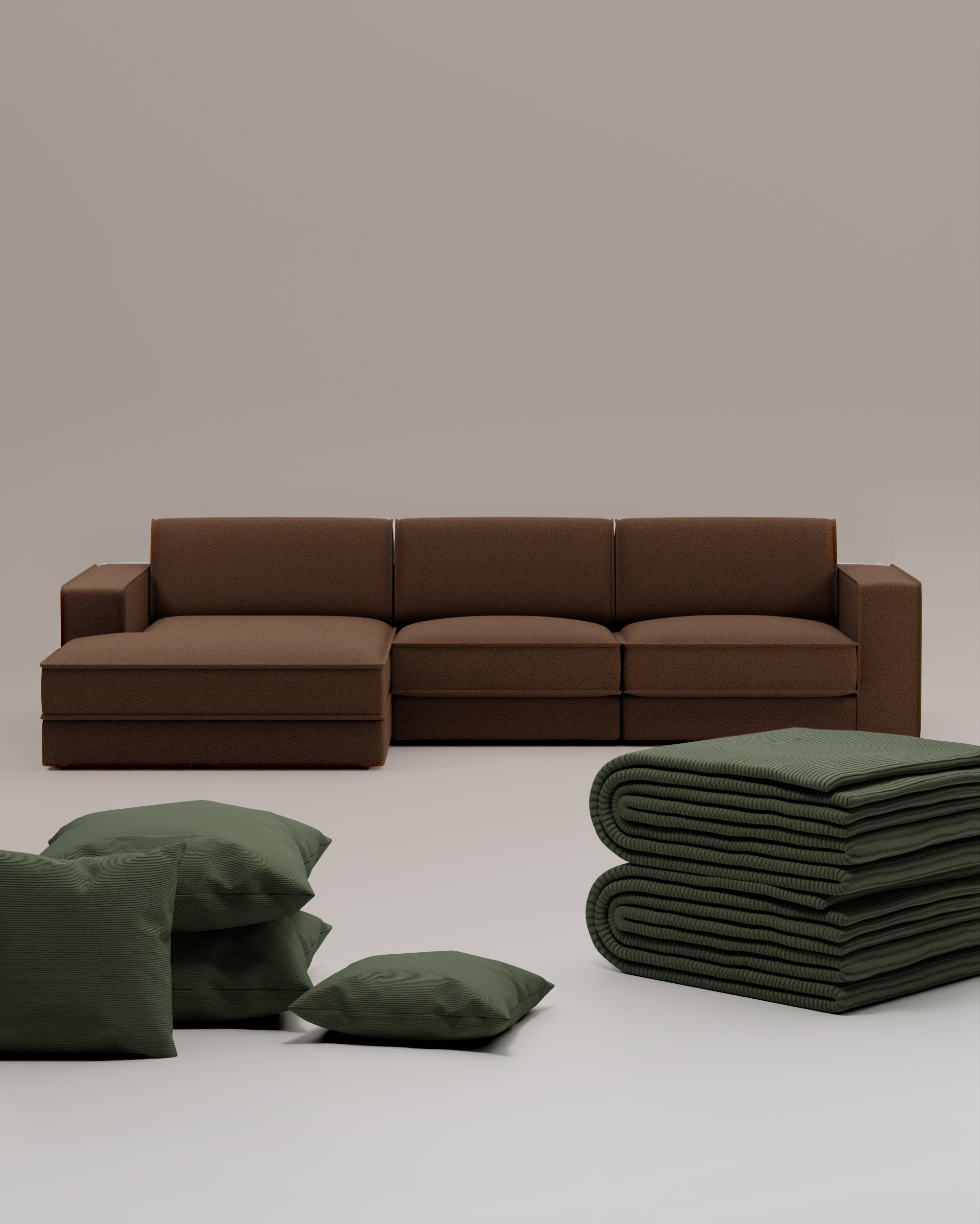 3 in 1 set Divano modulare Terra L a 4 posti con funzione letto