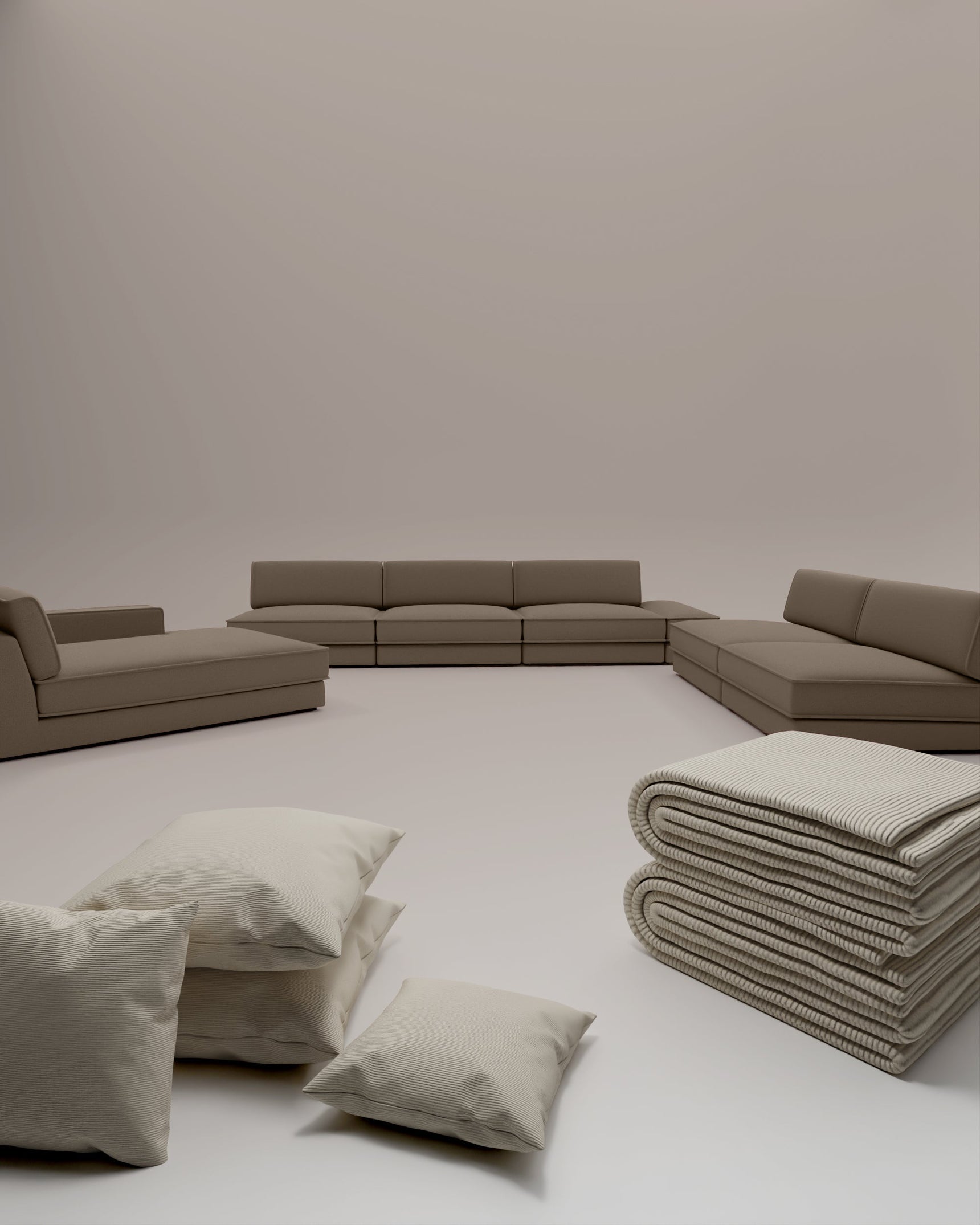 3 in 1 set Divano modulare Terra a forma di U con funzione letto