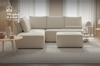 Divano ad angolo modulare Amy con funzione letto
