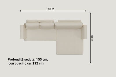 Divano modulare Amy 4 posti con funzione letto