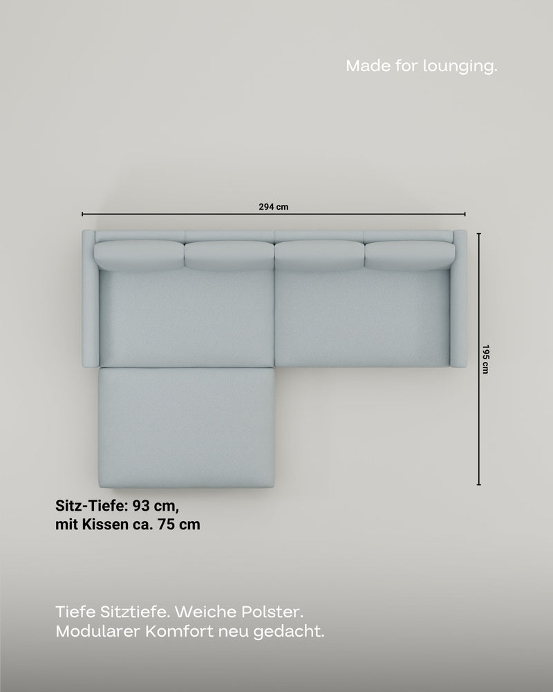 Divano modulare Aera 3 posti con pouf