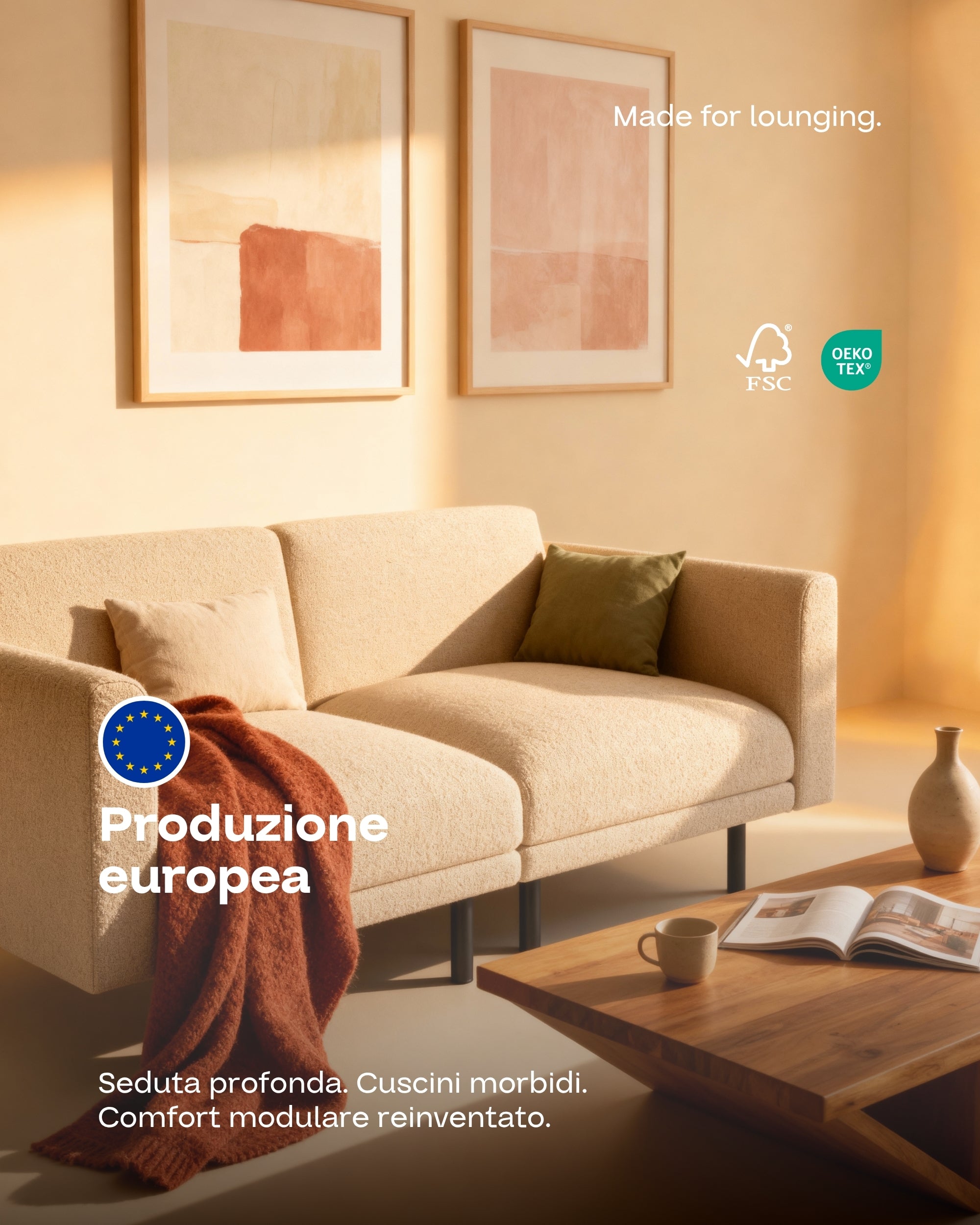 Rivestimento in tessuto - Divano modulare Aera 2 posti