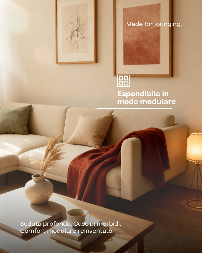Divano modulare Aera 3 posti con pouf