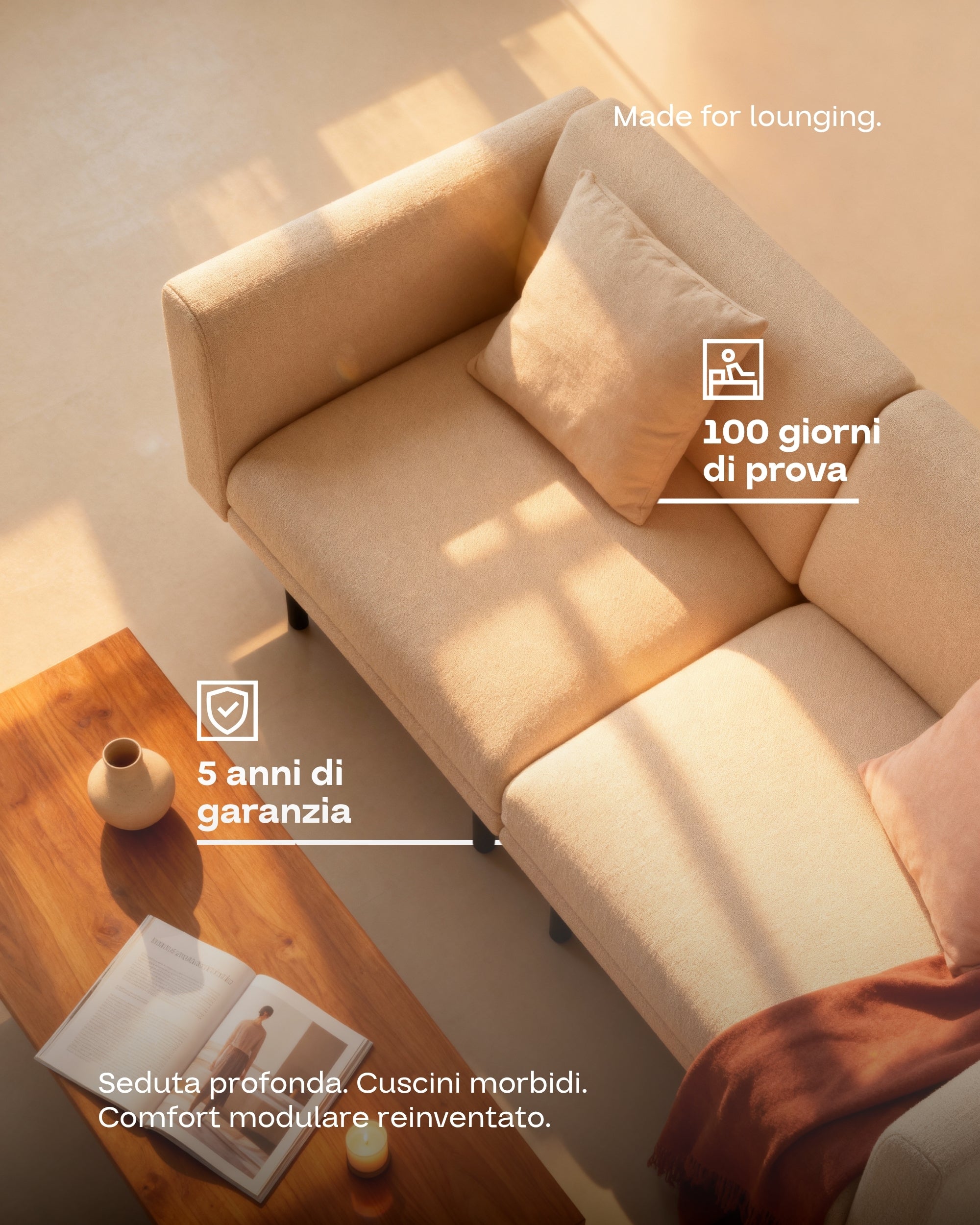 Rivestimento in tessuto - Divano modulare Aera 2 posti