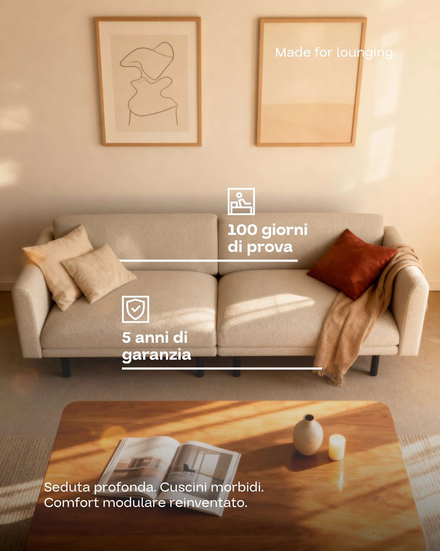 Divano modulare Aera 2.5 posti