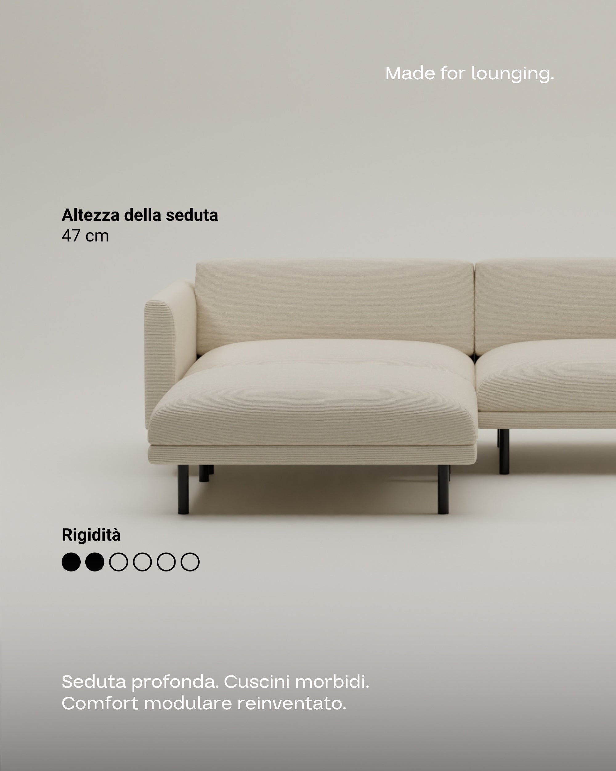 Aera 2.5 seater modular sofa with pouf