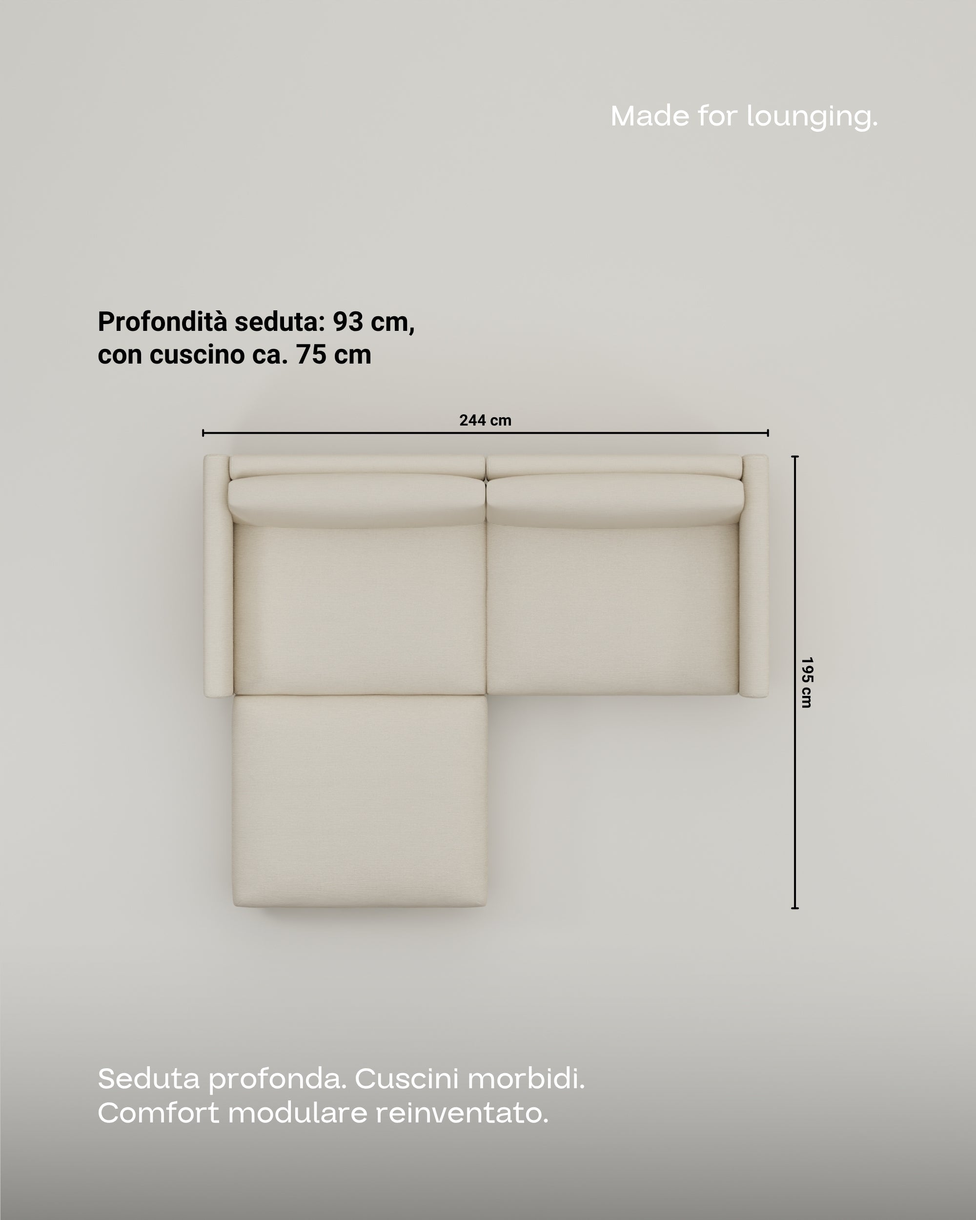 Rivestimento in tessuto - Divano modulare Aera 2.5 posti con pouf