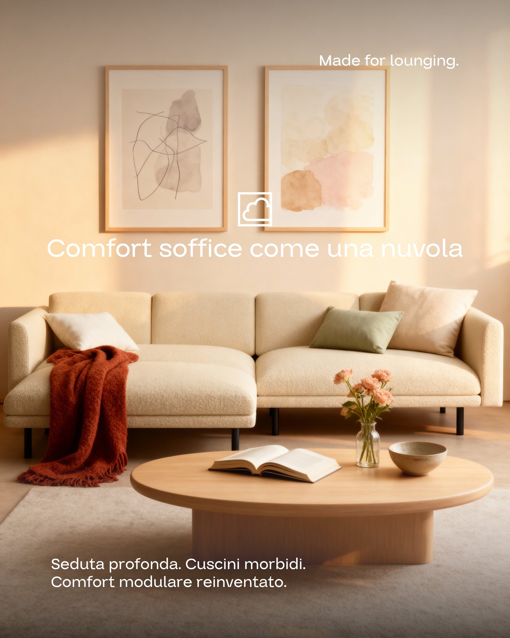 Rivestimento in tessuto - Divano modulare Aera 3 posti con pouf