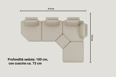Divano modulare Katrina con funzione di riposo