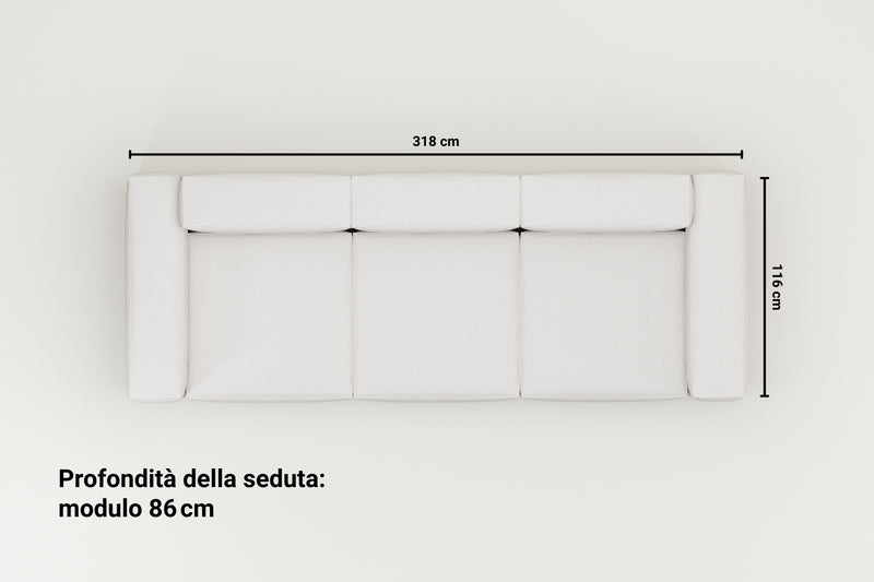 Divano modulare e lavabile Harvey 4 posti con funzione letto