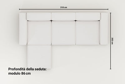 Divano modulare Harvey 4 posti a L con funzione letto